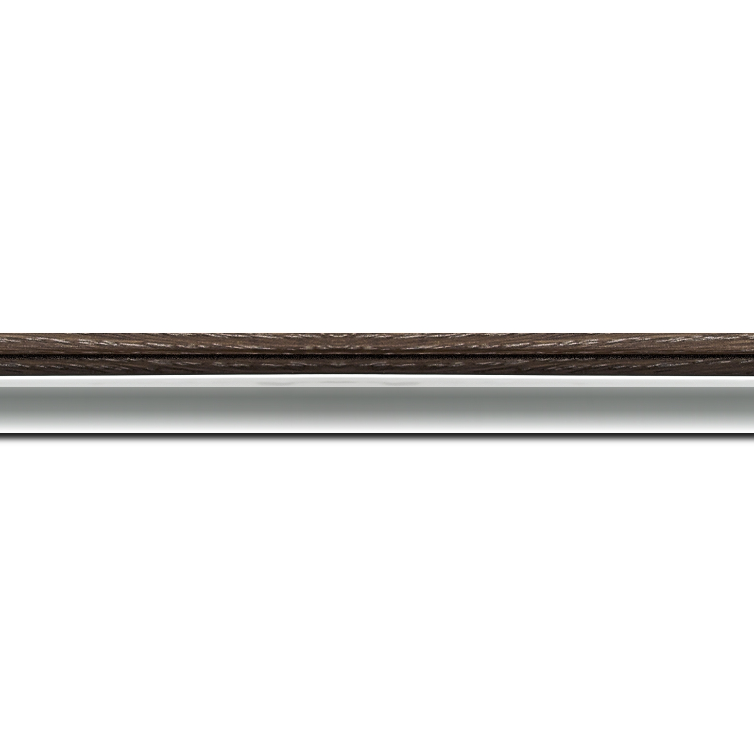 Baguette longueur 1.40m bois profil plat largeur 2.4cm  argent chromé décor chêne anthracite  extérieur