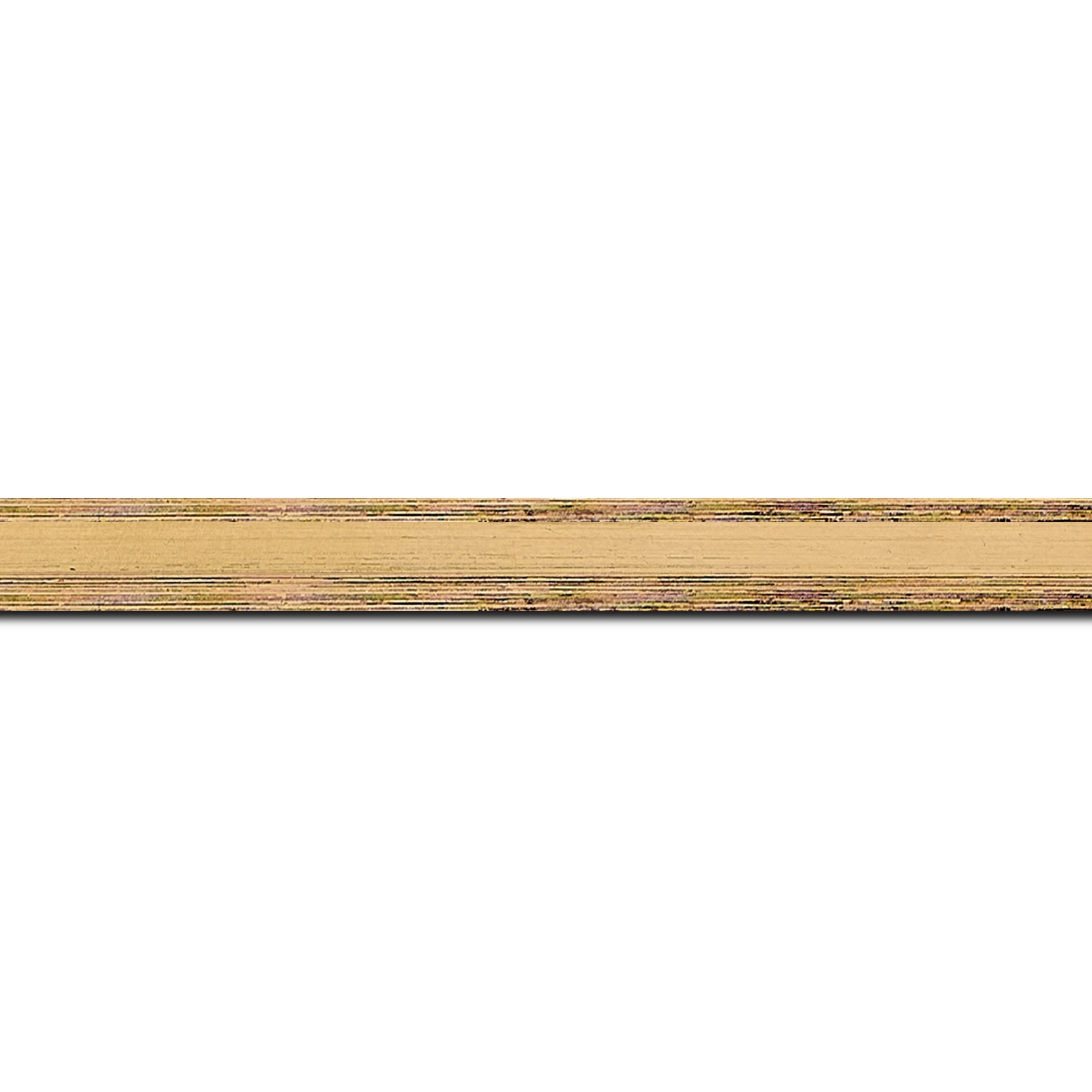 Baguette longueur 1.40m bois profil plat en pente largeur 1.4cm couleur or coté extérieur foncé. finition haut de gamme car dorure à l'eau fait main
