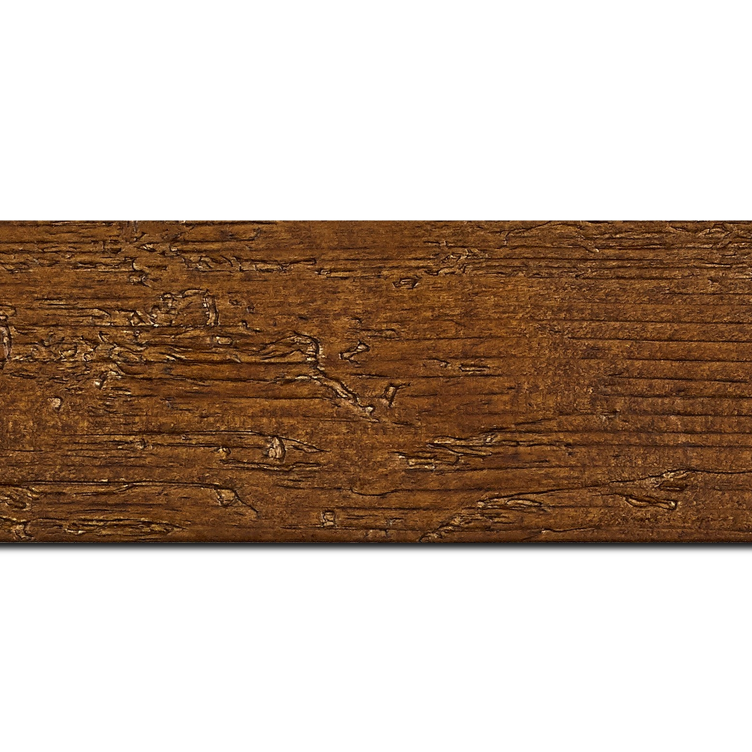 Baguette longueur 1.40m bois profil plat largeur 6.7cm couleur marron foncé finition aspect vieilli antique