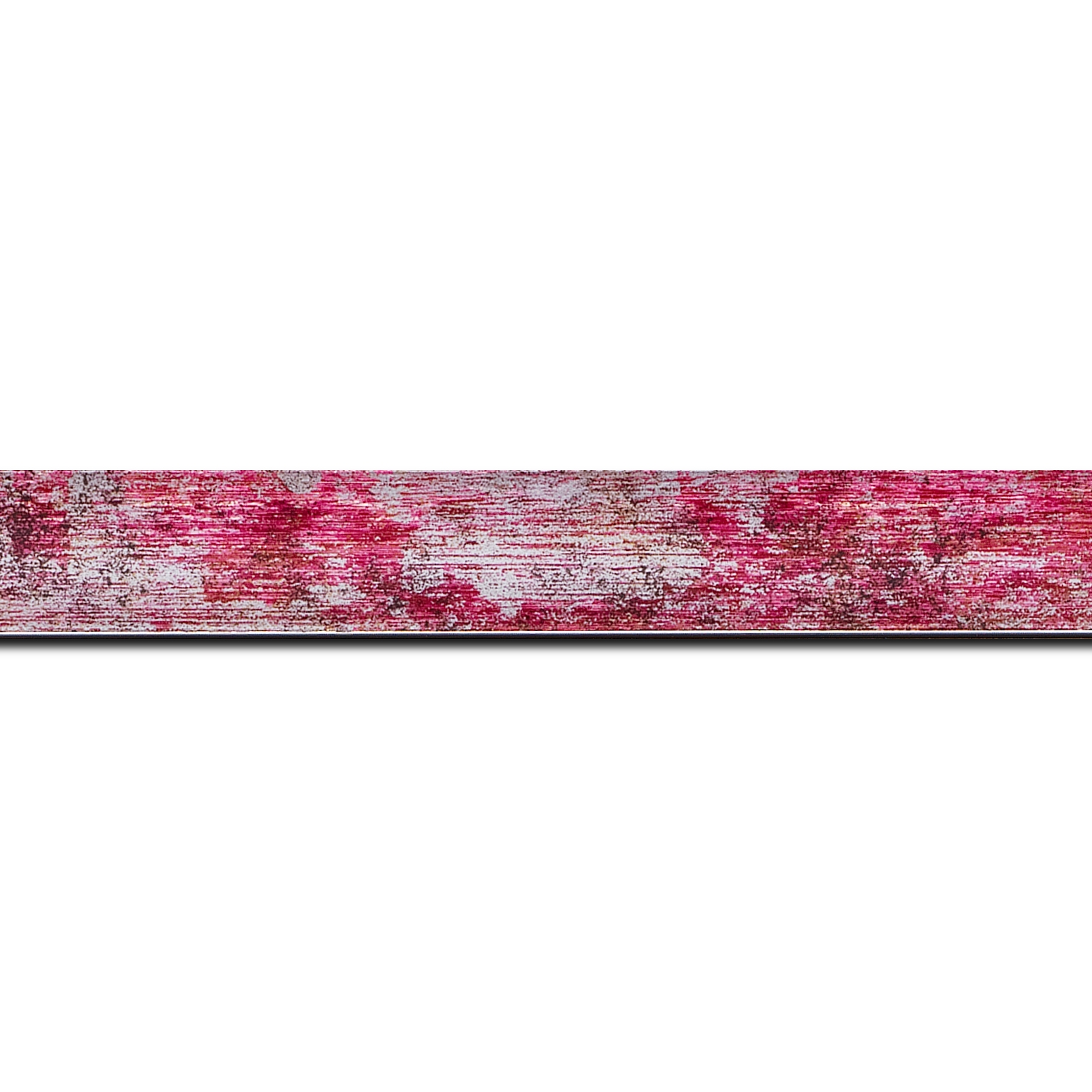 Baguette longueur 1.40m bois profil concave largeur 2.4cm de couleur fushia moucheté fond argent