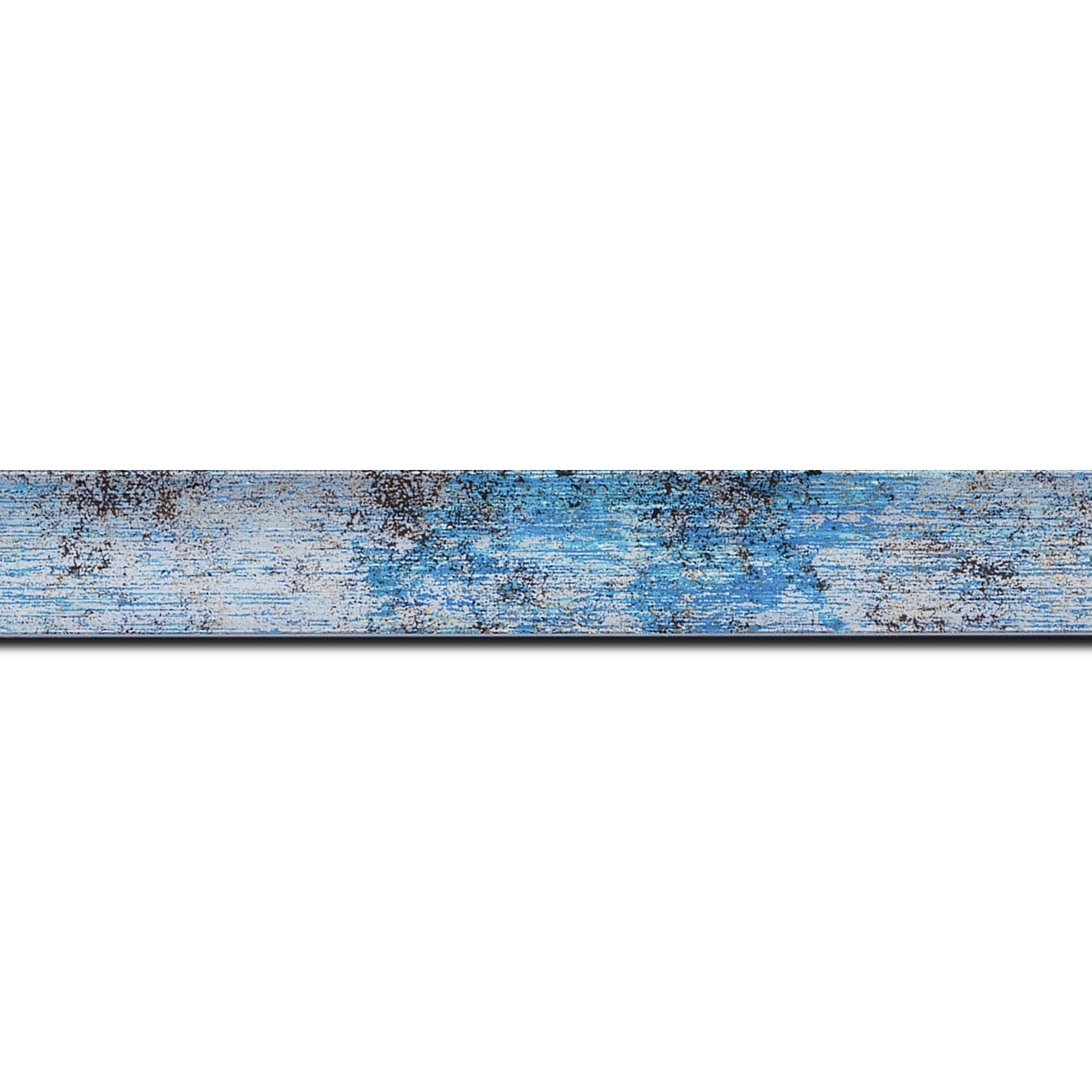 Baguette longueur 1.40m bois profil concave largeur 2.4cm de couleur bleu moucheté fond argent