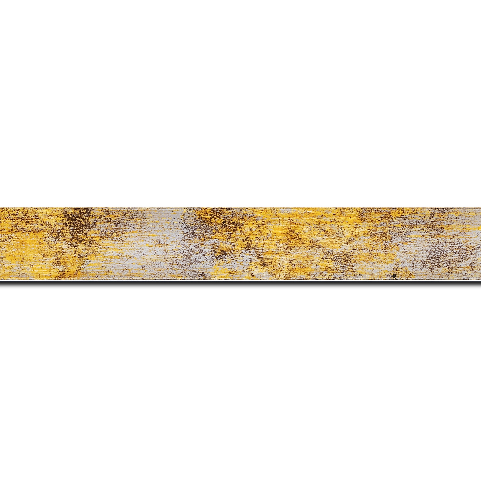 Baguette longueur 1.40m bois profil concave largeur 2.4cm de couleur jaune moucheté fond argent