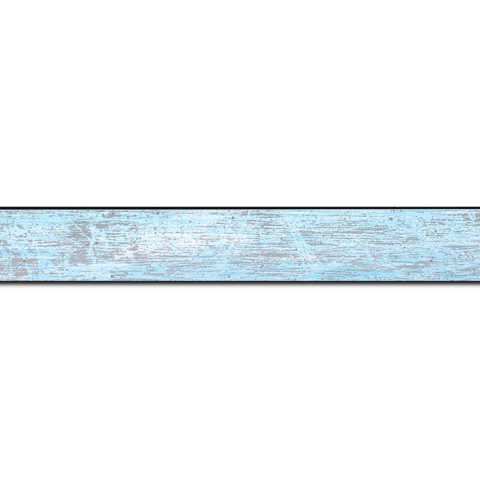 Baguette longueur 1.40m bois profil concave largeur 2.4cm de couleur bleu pale fond argent