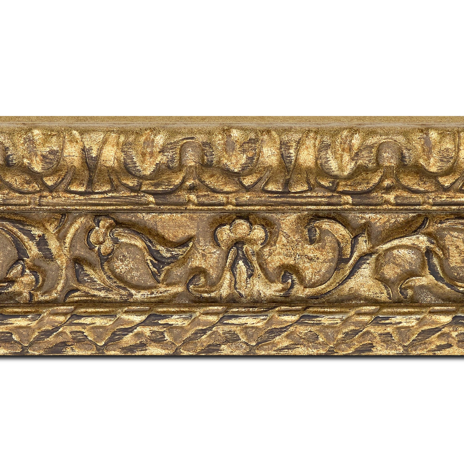 Baguette longueur 1.40m bois profil incurvé largeur 9.8cm argent chaud antique style ornement