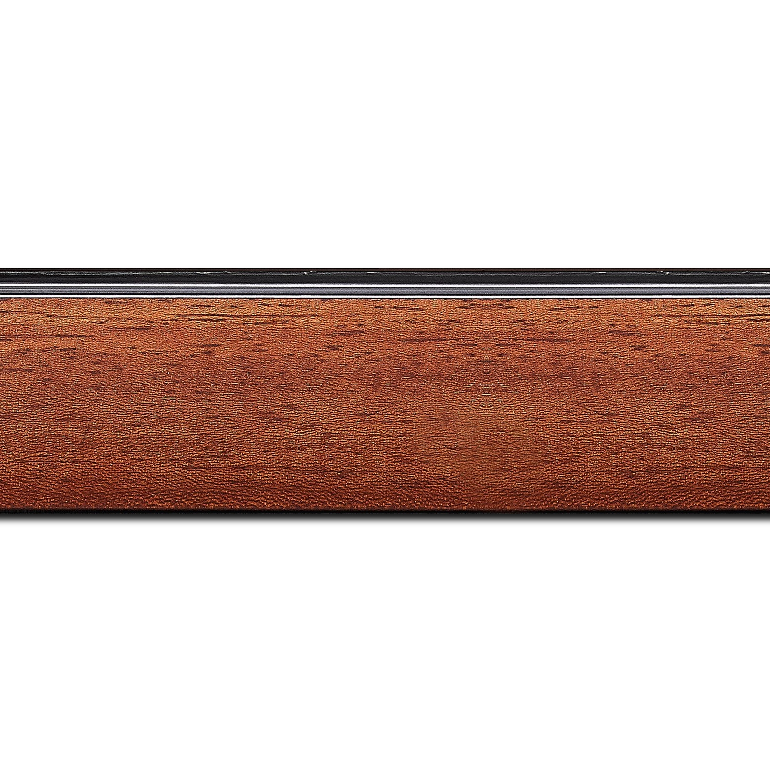 Baguette longueur 1.40m bois profil en pente méplat largeur 4.8cm couleur acajou satiné surligné par une gorge extérieure noire : originalité et élégance assurée