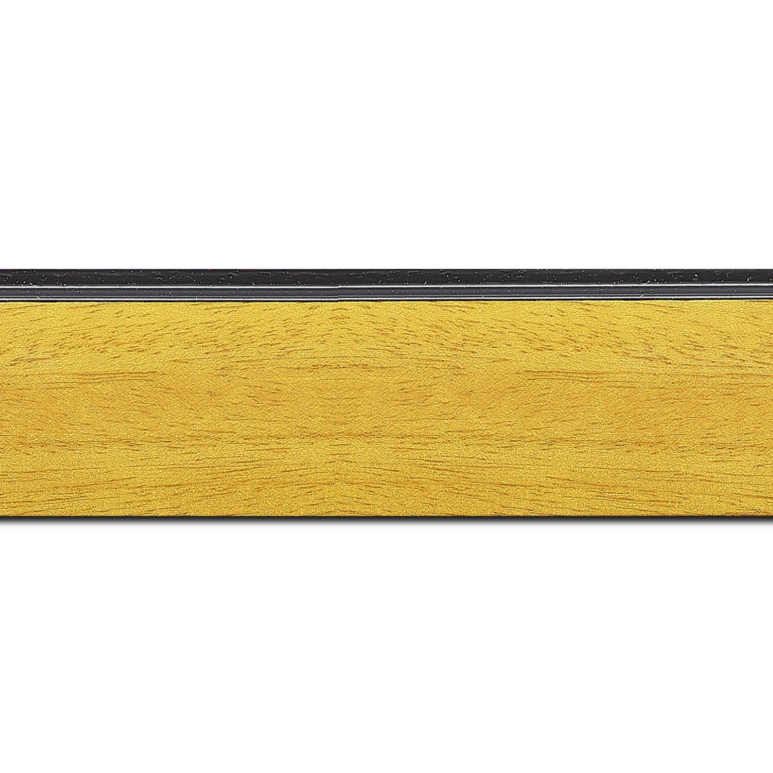 Baguette longueur 1.40m bois profil en pente méplat largeur 4.8cm couleur jaune tournesol satiné surligné par une gorge extérieure noire : originalité et élégance assurée