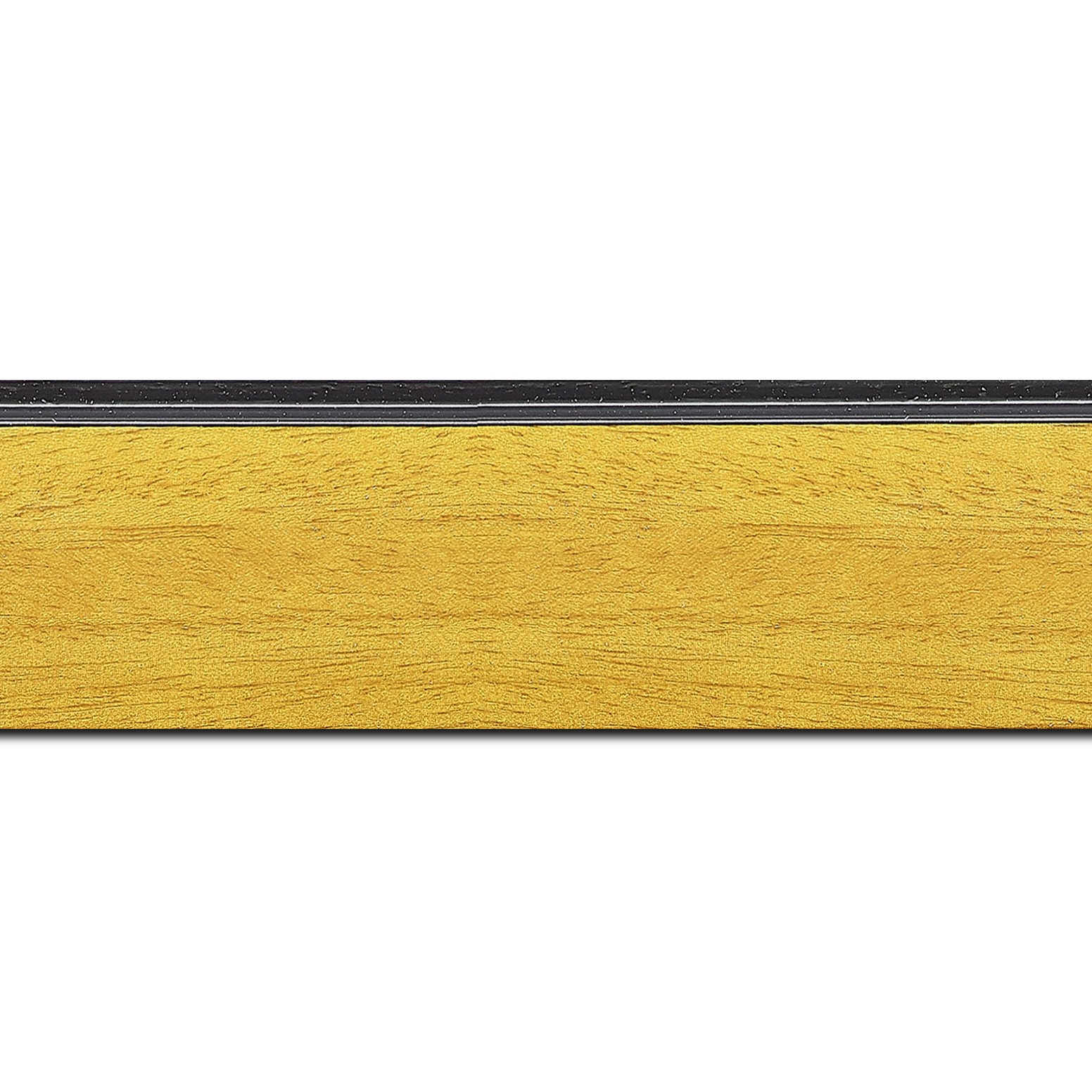 Baguette longueur 1.40m bois profil en pente méplat largeur 4.8cm couleur jaune tournesol satiné surligné par une gorge extérieure noire : originalité et élégance assurée
