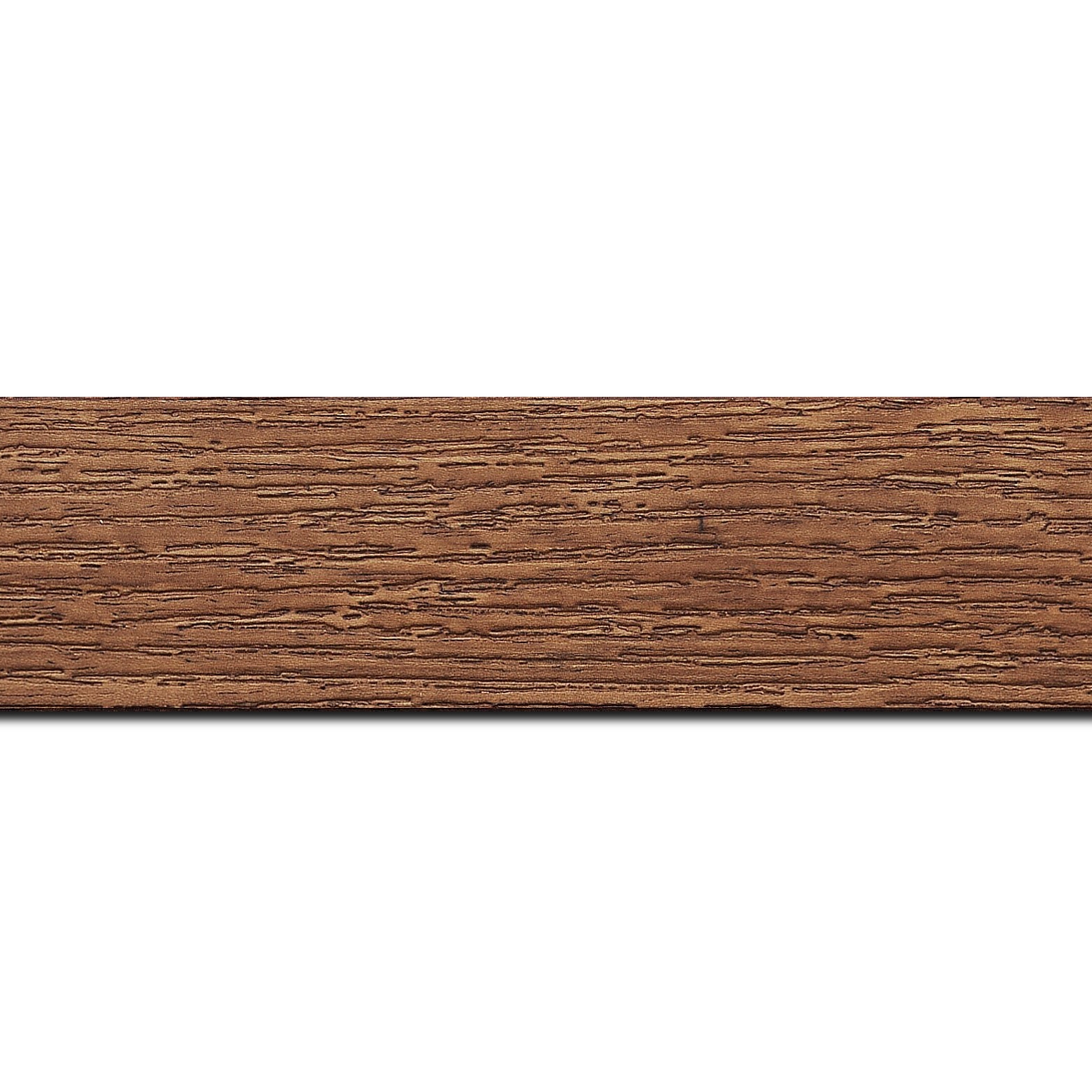 Pack par 12m, bois profil plat largeur 4.4cm couleur marron miel  finition veiné (longueur baguette pouvant varier entre 2.40m et 3m selon arrivage des bois)