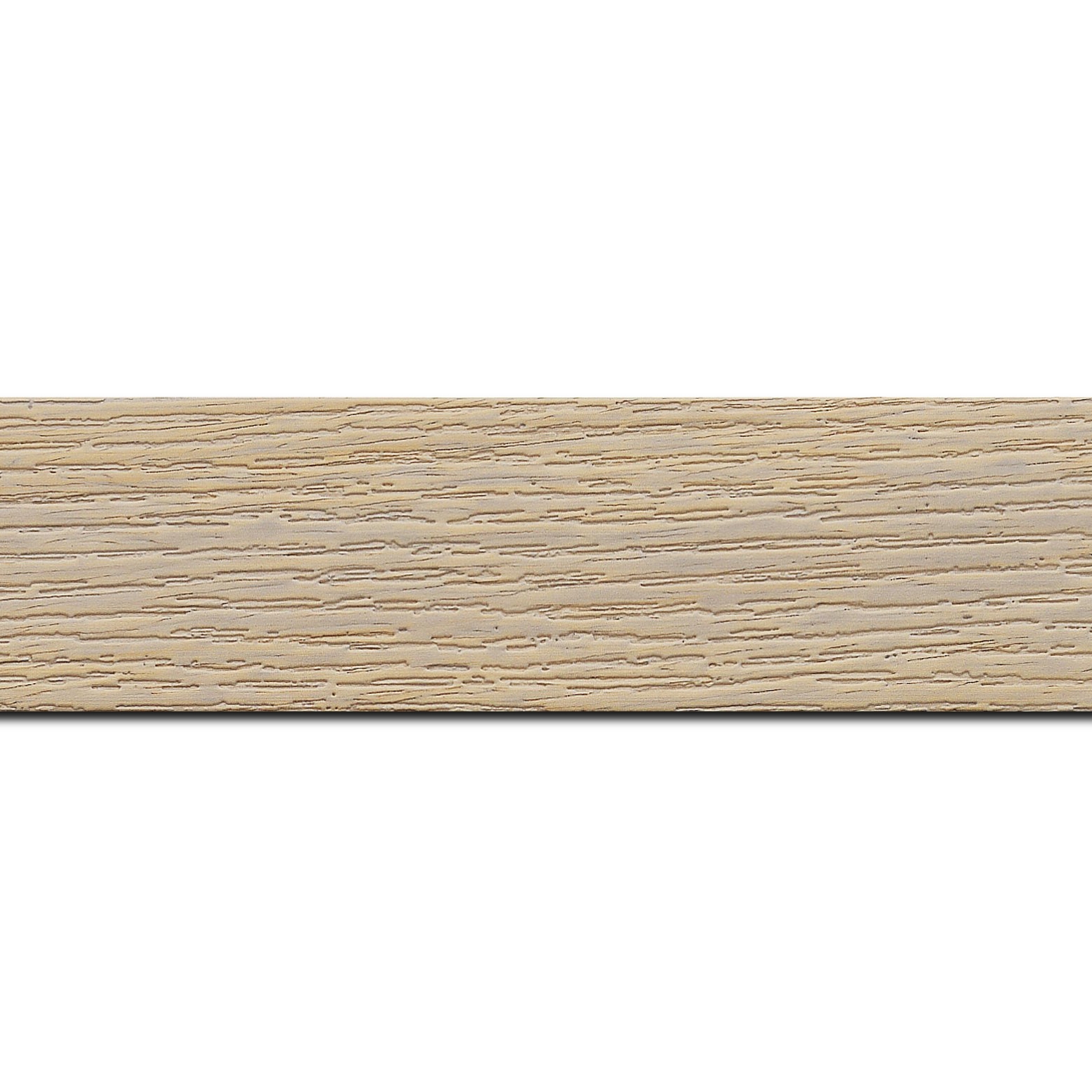 Pack par 12m, bois profil plat largeur 4.4cm couleur naturel blanchie finition veiné (longueur baguette pouvant varier entre 2.40m et 3m selon arrivage des bois)