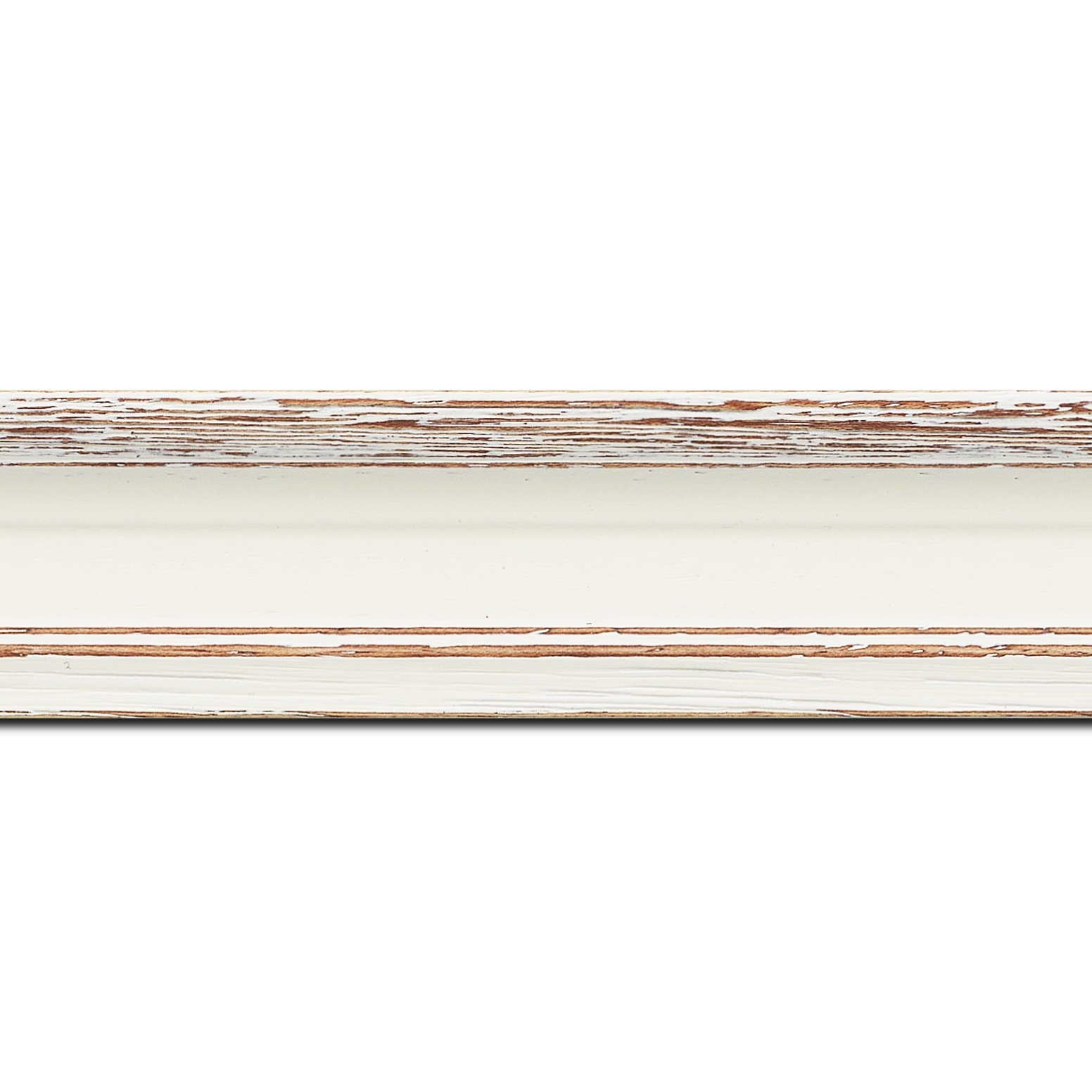 Baguette longueur 1.40m bois profil braque largeur 4.5cm couleur blanchie