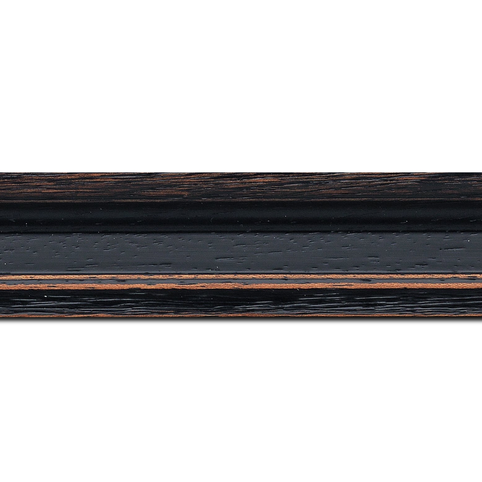 Pack par 12m, bois profil braque largeur 4.5cm couleur noir antique(longueur baguette pouvant varier entre 2.40m et 3m selon arrivage des bois)