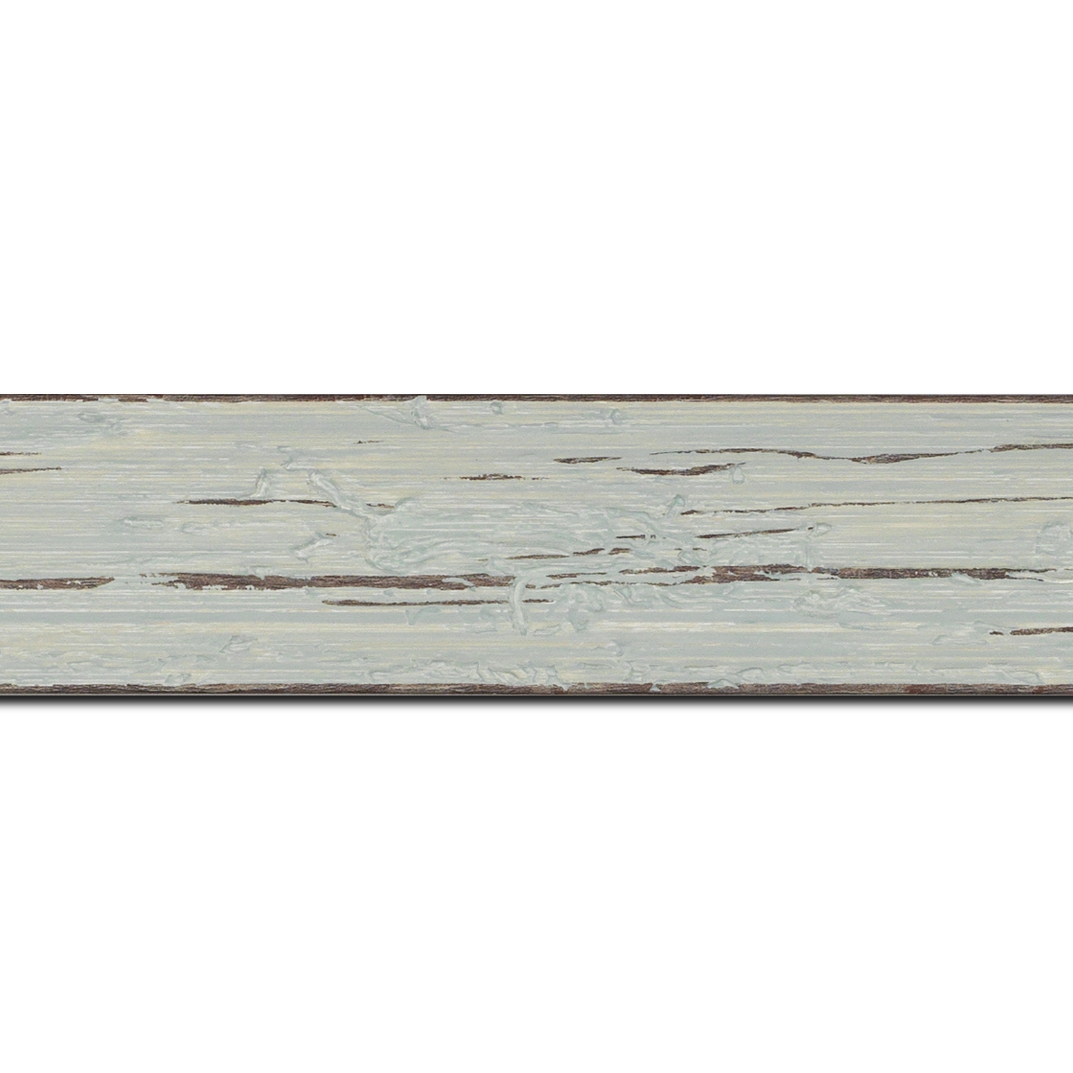 Baguette longueur 1.40m bois profil plat largeur 4.3cm couleur bleu délavé finition aspect vieilli antique