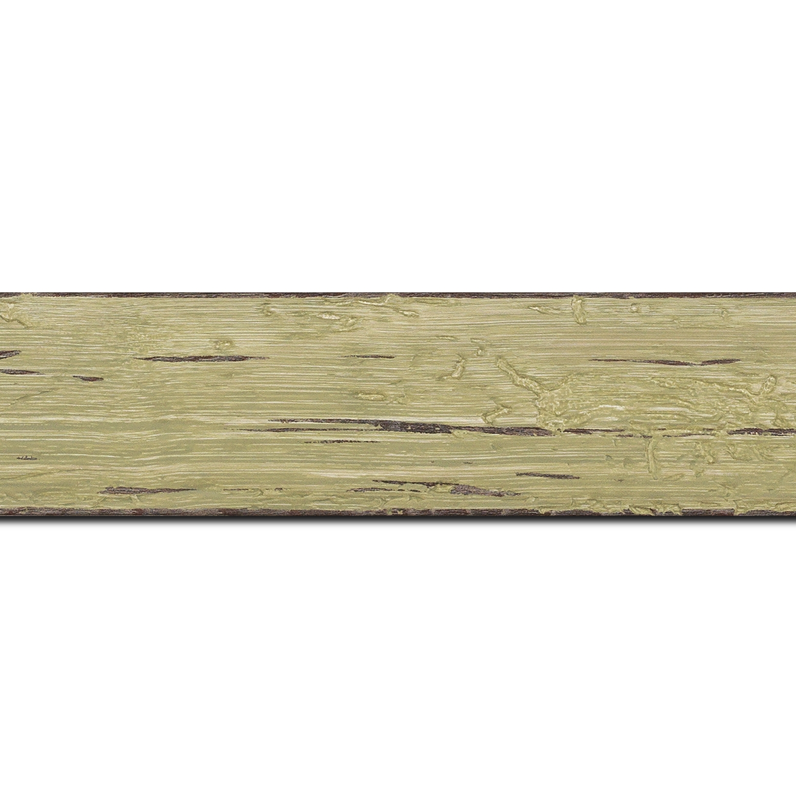 Baguette longueur 1.40m bois profil plat largeur 4.3cm couleur vert délavé finition aspect vieilli antique