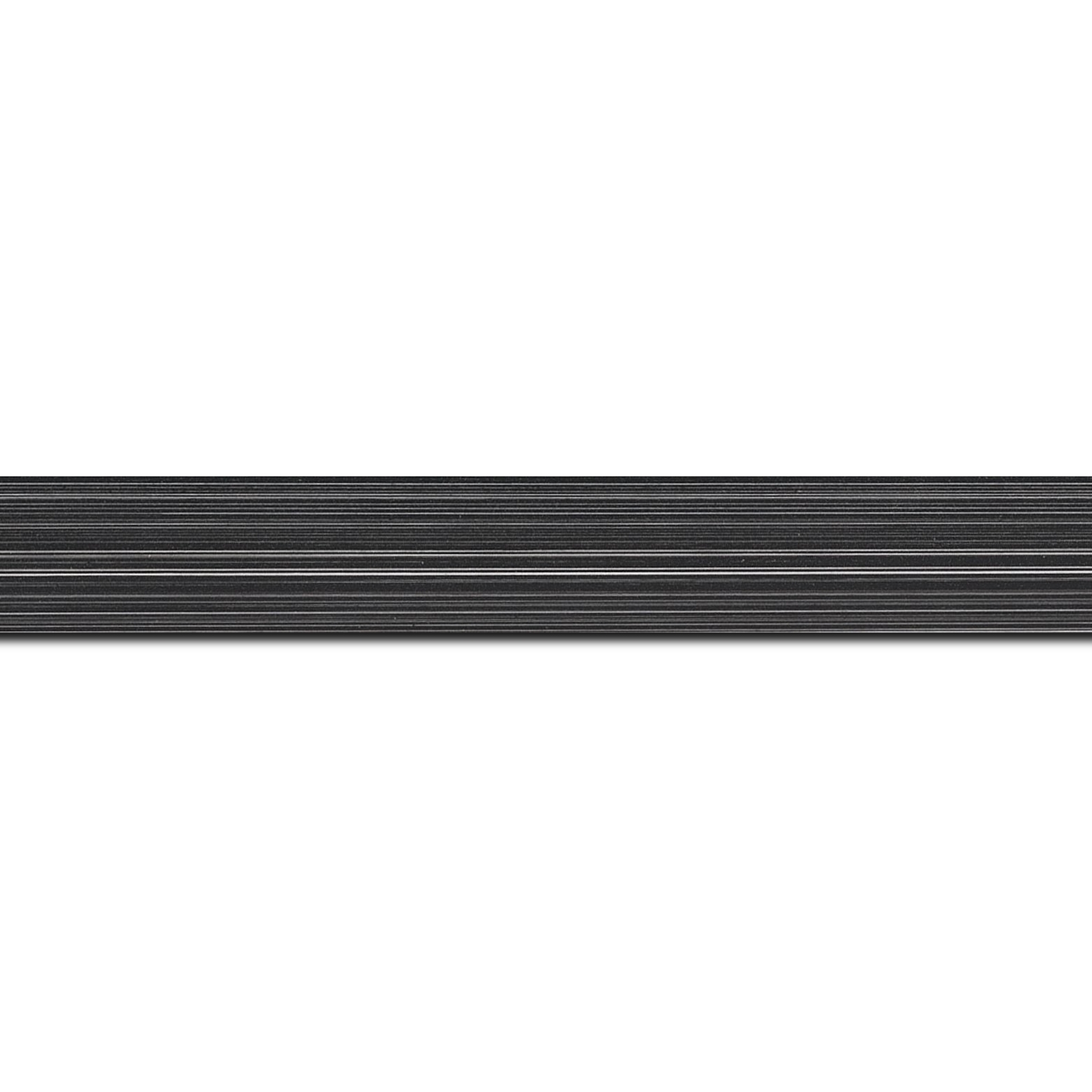 Baguette longueur 1.40m bois profil concave largeur 2.4cm couleur noir anthracite effet matière fond blanc
