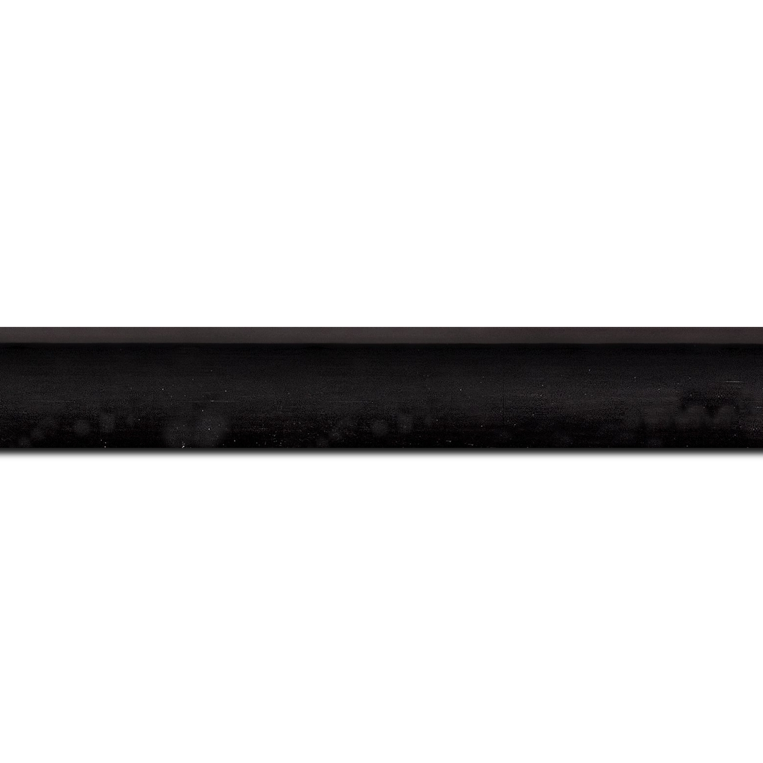 Baguette longueur 1.40m bois profil arrondi en pente plongeant largeur 2.4cm couleur noir satiné,veine du bois  apparent (pin)