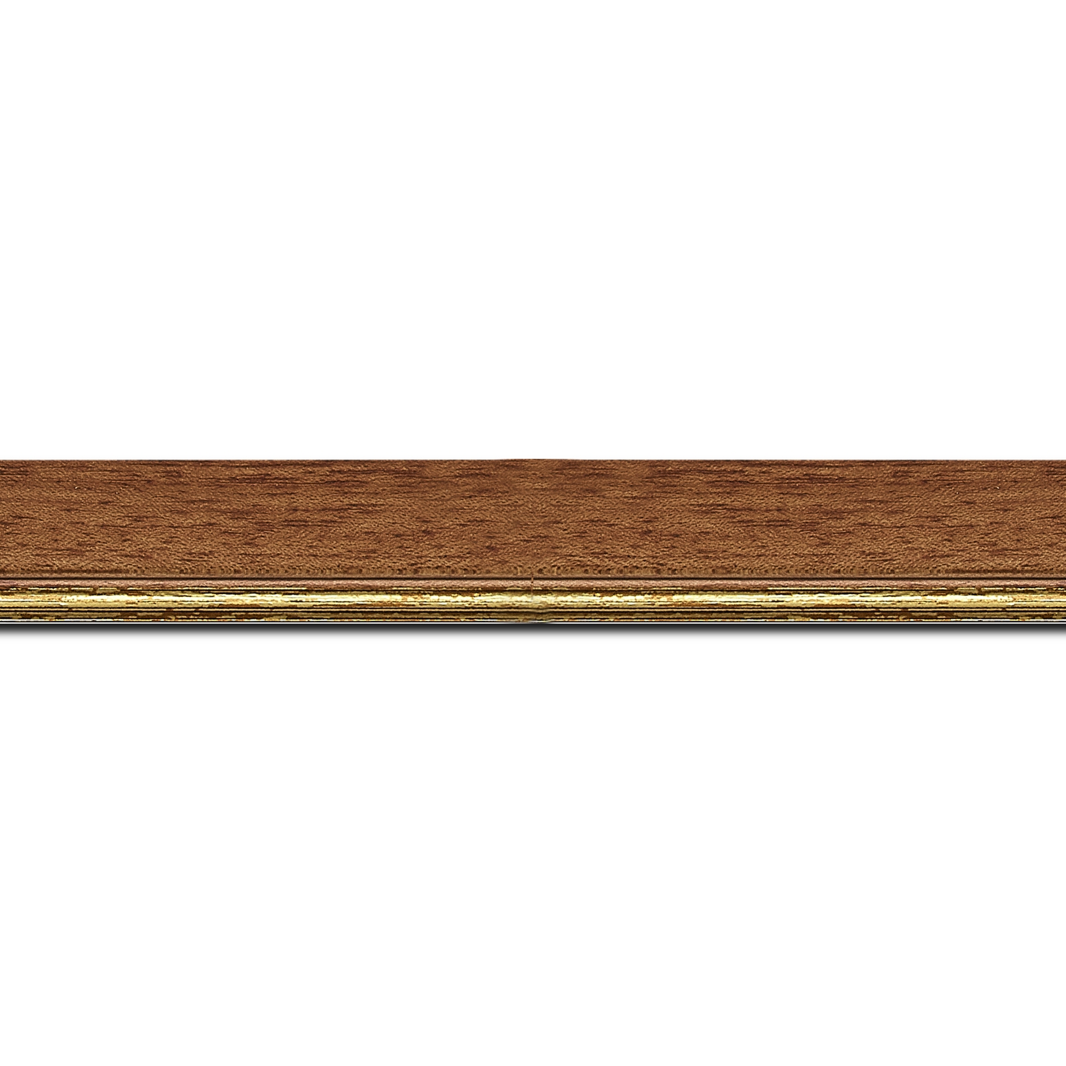Baguette longueur 1.40m bois profil plat largeur 2.5cm couleur marron ton bois filet or