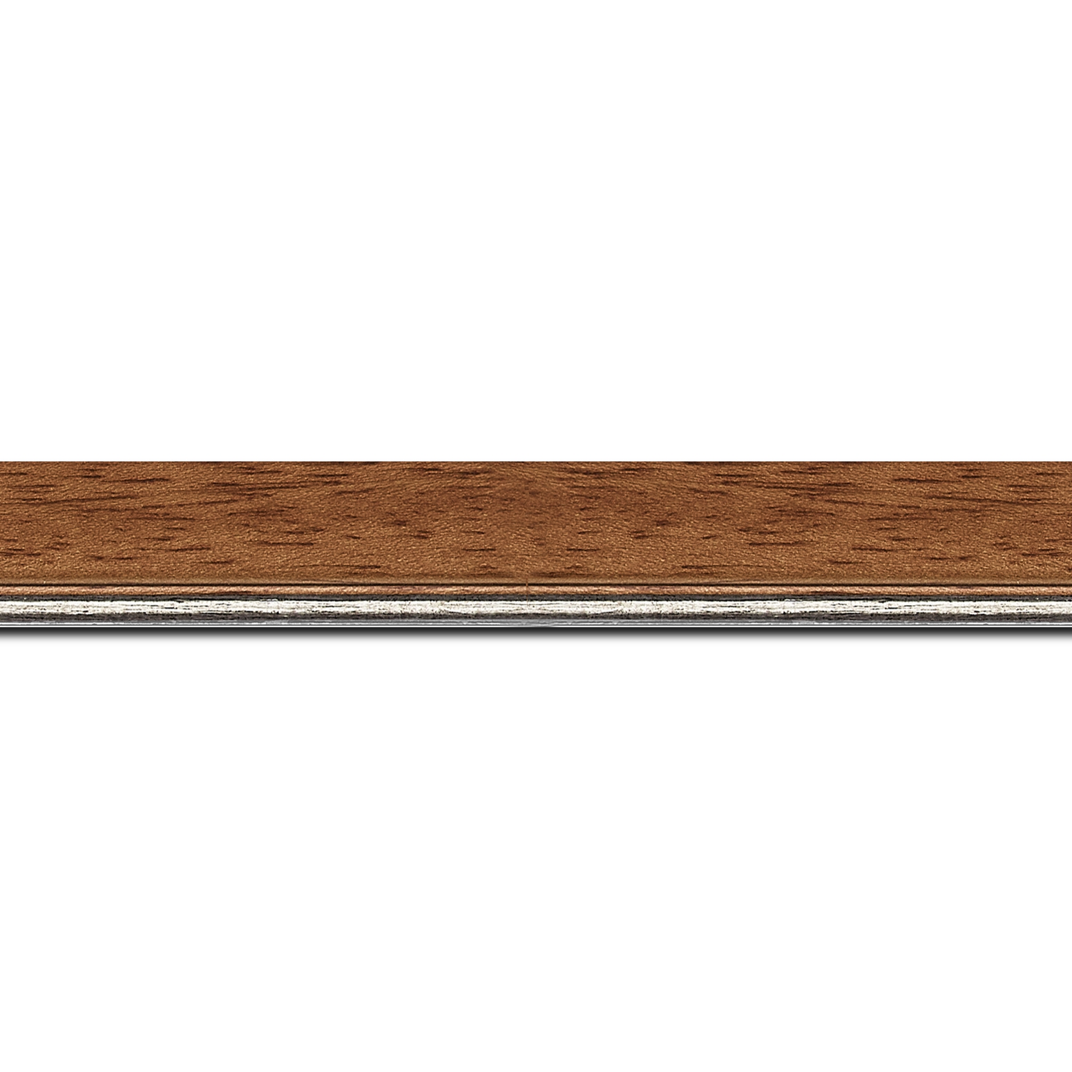 Baguette longueur 1.40m bois profil plat largeur 2.5cm couleur marron ton bois filet argent