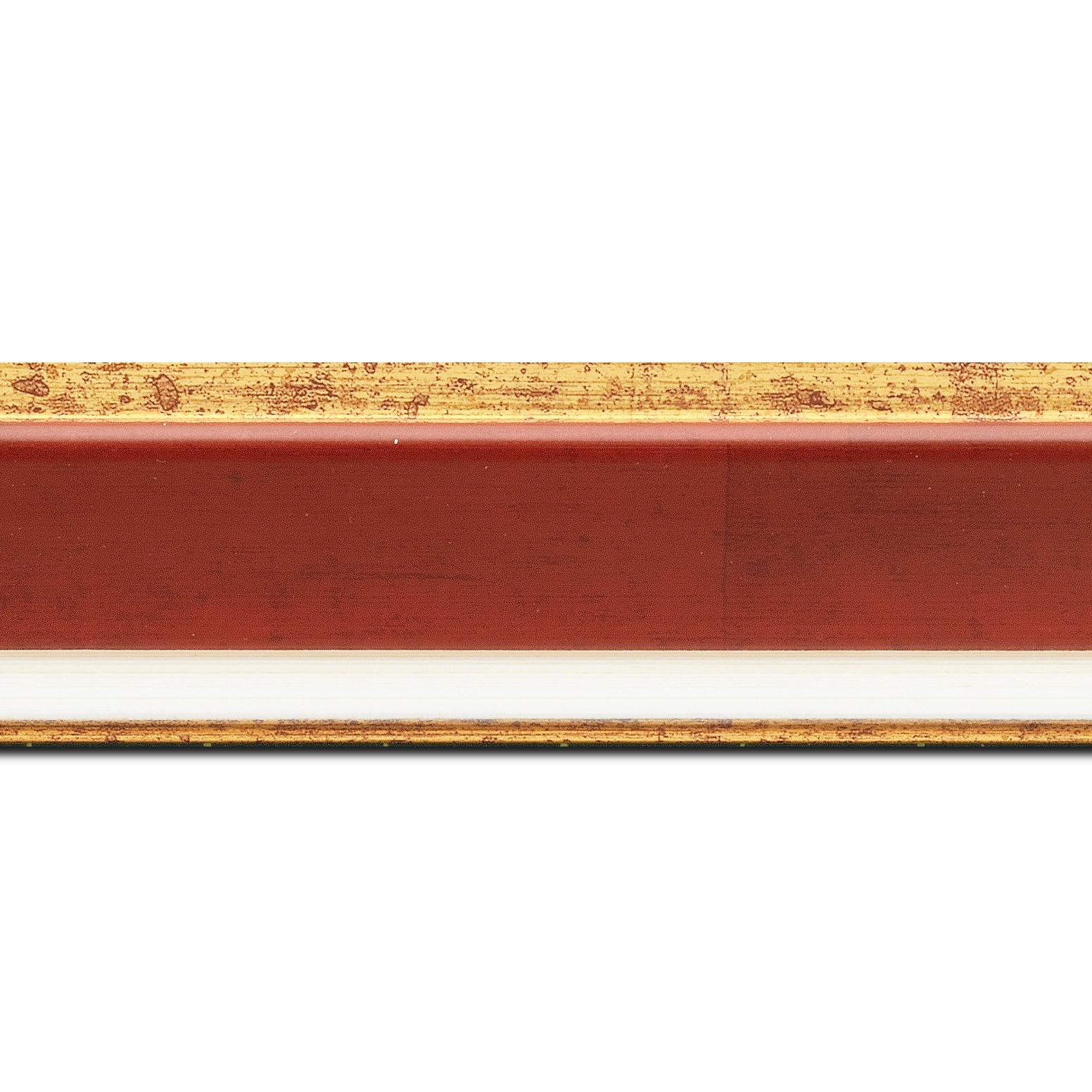 Baguette longueur 1.40m bois profil incliné largeur 5.4cm couleur bordeaux marie louise crème filet or intégrée