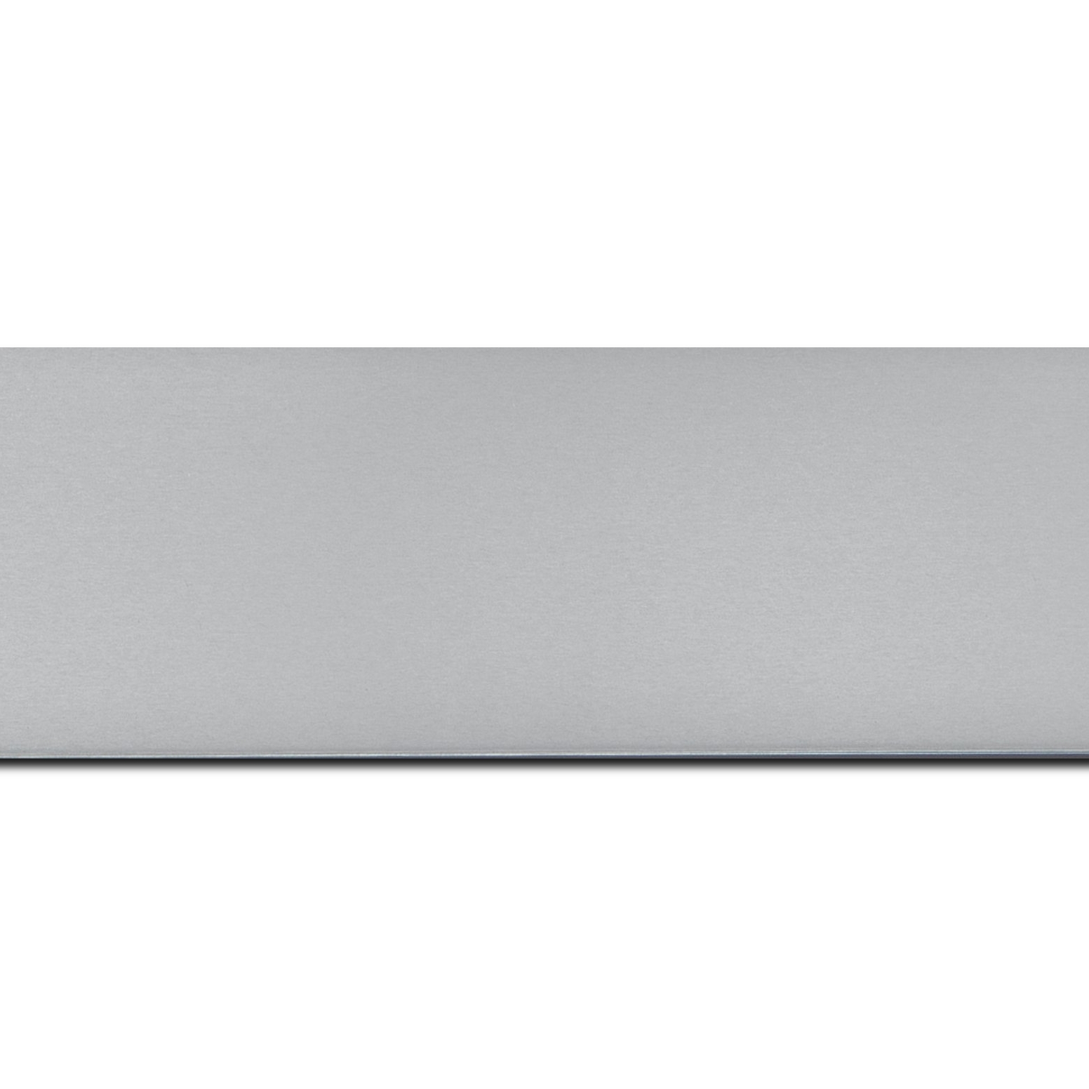 Baguette longueur 1.40m bois recouvert aluminium profil plat largeur 6cm argent brossé bord droit