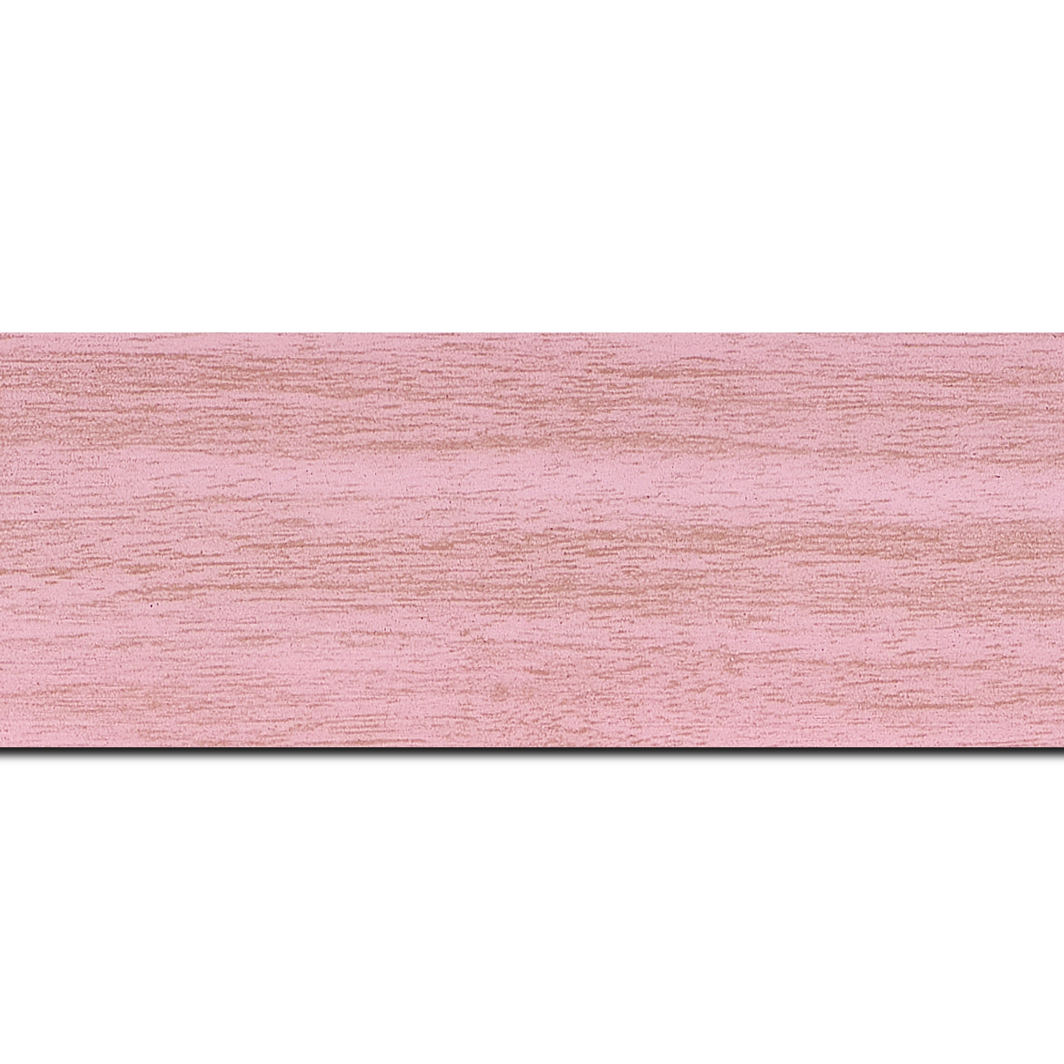 Baguette longueur 1.40m bois profil plat largeur 6cm rose ancien satiné effet veiné ,chant extérieur du cadre de couleur noire