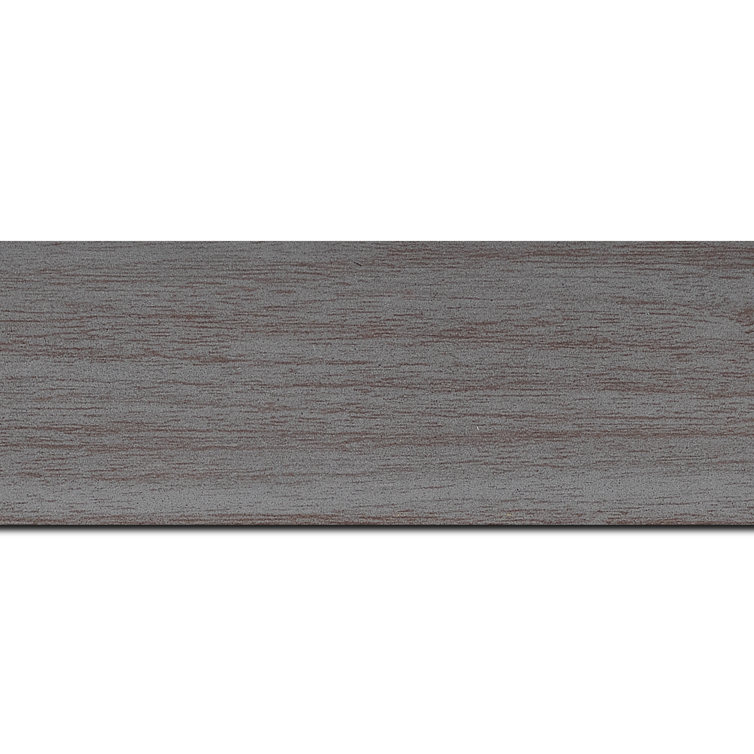 Pack par 12m, bois profil plat largeur 6cm gris satiné effet veiné ,chant extérieur du cadre de couleur noire(longueur baguette pouvant varier entre 2.40m et 3m selon arrivage des bois)