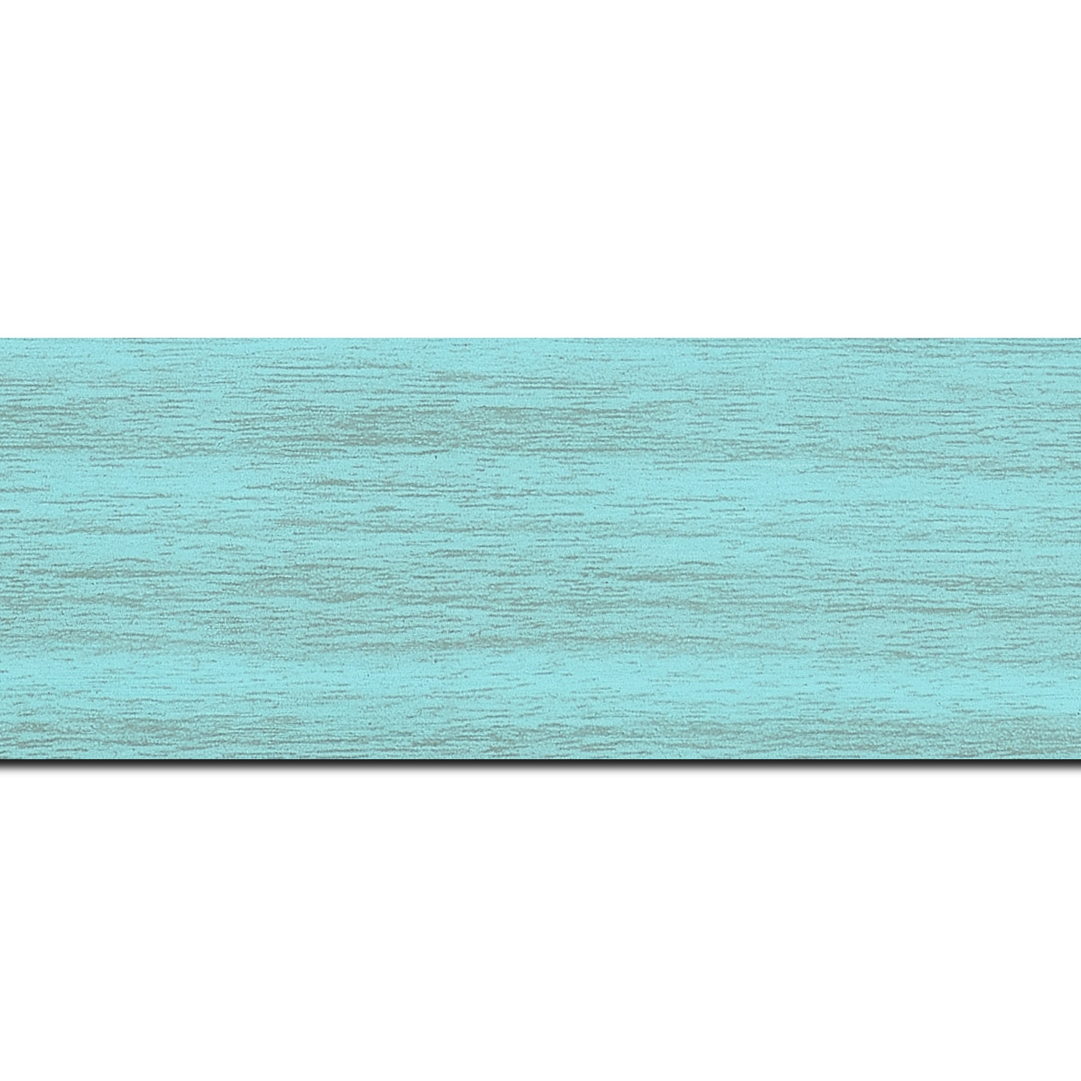 Pack par 12m, bois profil plat largeur 6cm turquoise satiné effet veiné ,chant extérieur du cadre de couleur noire(longueur baguette pouvant varier entre 2.40m et 3m selon arrivage des bois)