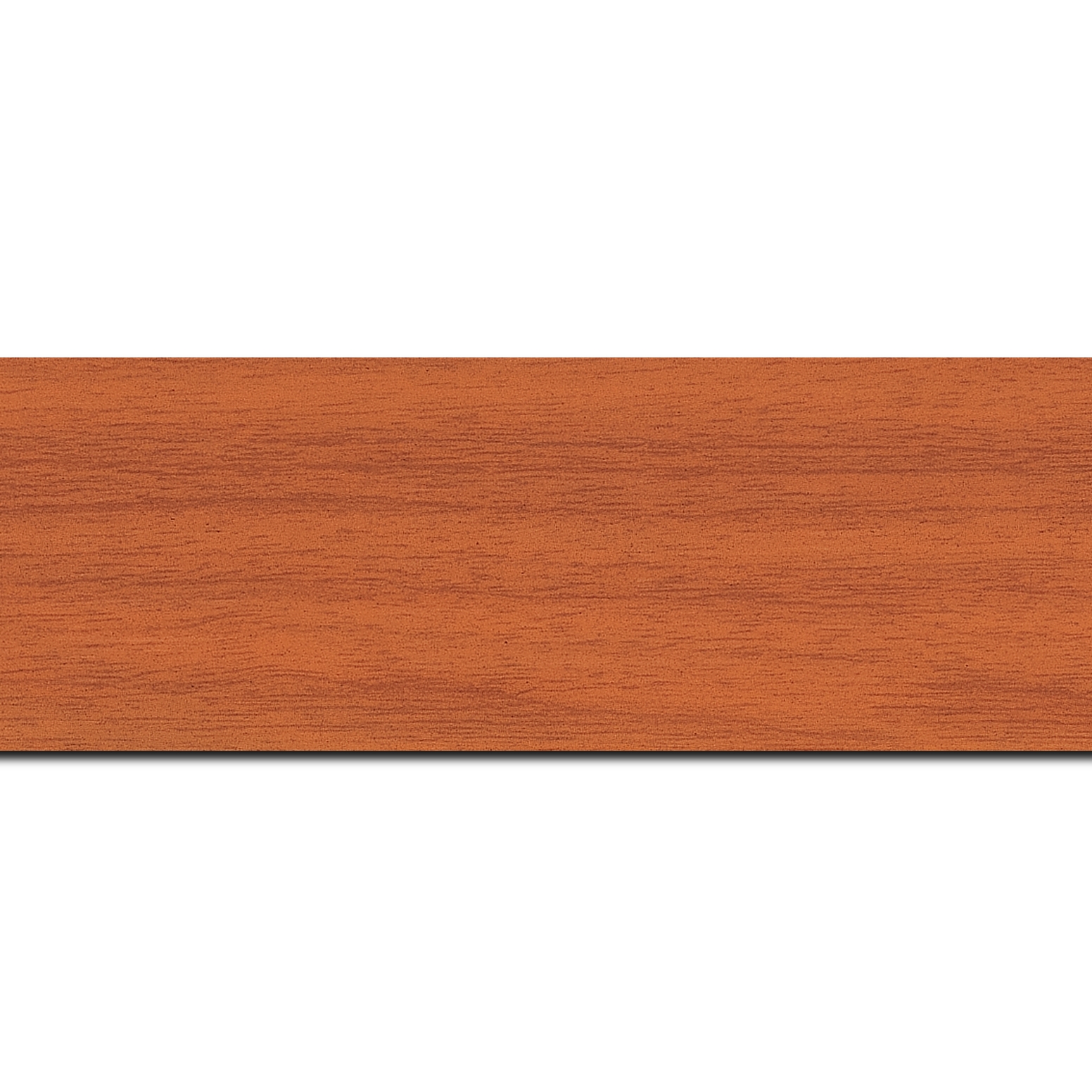 Baguette longueur 1.40m bois profil plat largeur 6cm orange satiné effet veiné ,chant extérieur du cadre de couleur noire