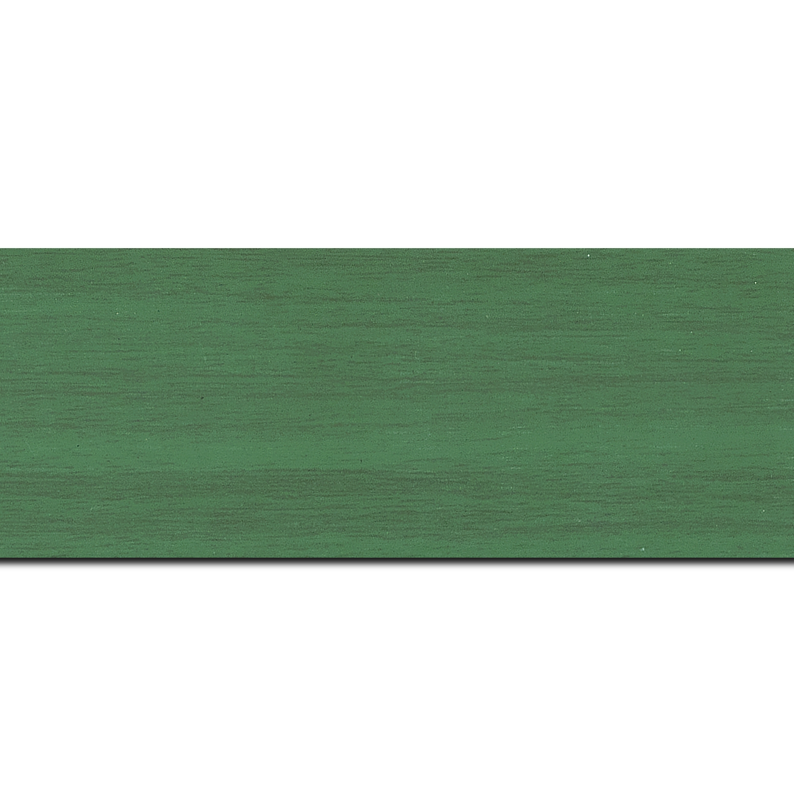 Baguette longueur 1.40m bois profil plat largeur 6cm vert satiné effet veiné ,chant extérieur du cadre de couleur noire