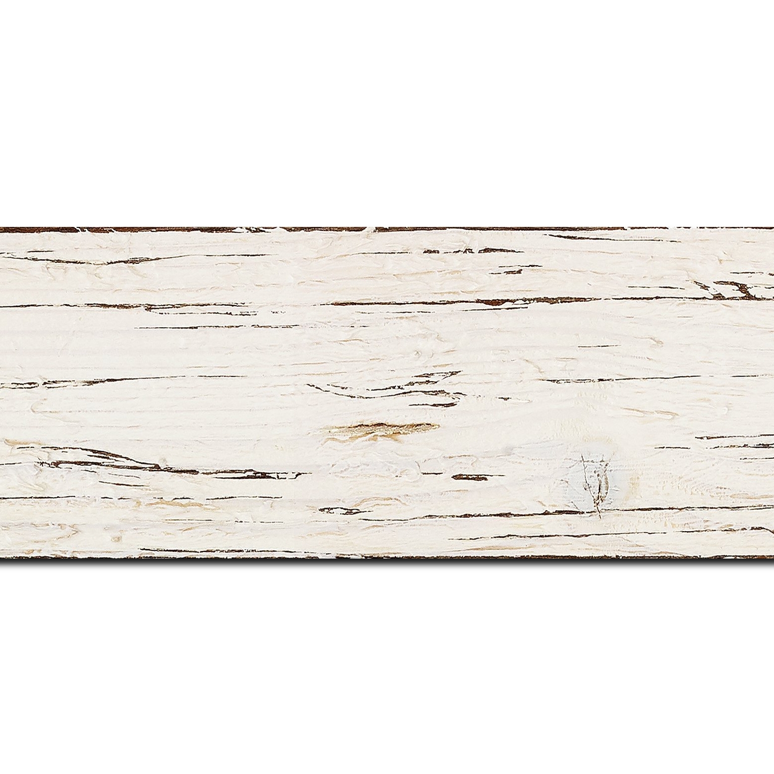Baguette longueur 1.40m bois profil plat largeur 6.7cm couleur blanchie finition aspect vieilli antique
