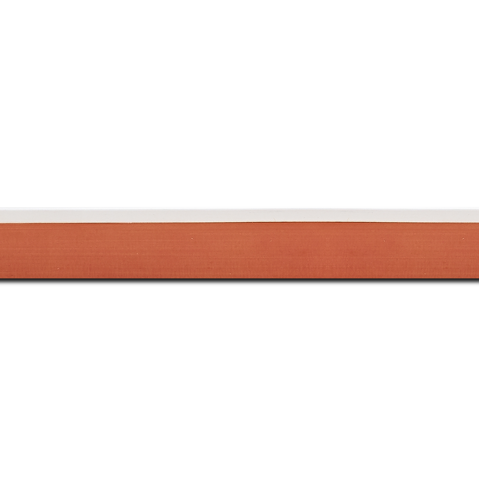 Baguette longueur 1.40m bois profil en pente plongeant largeur 2.2cm couleur orange laqué filet extérieur blanc laqué