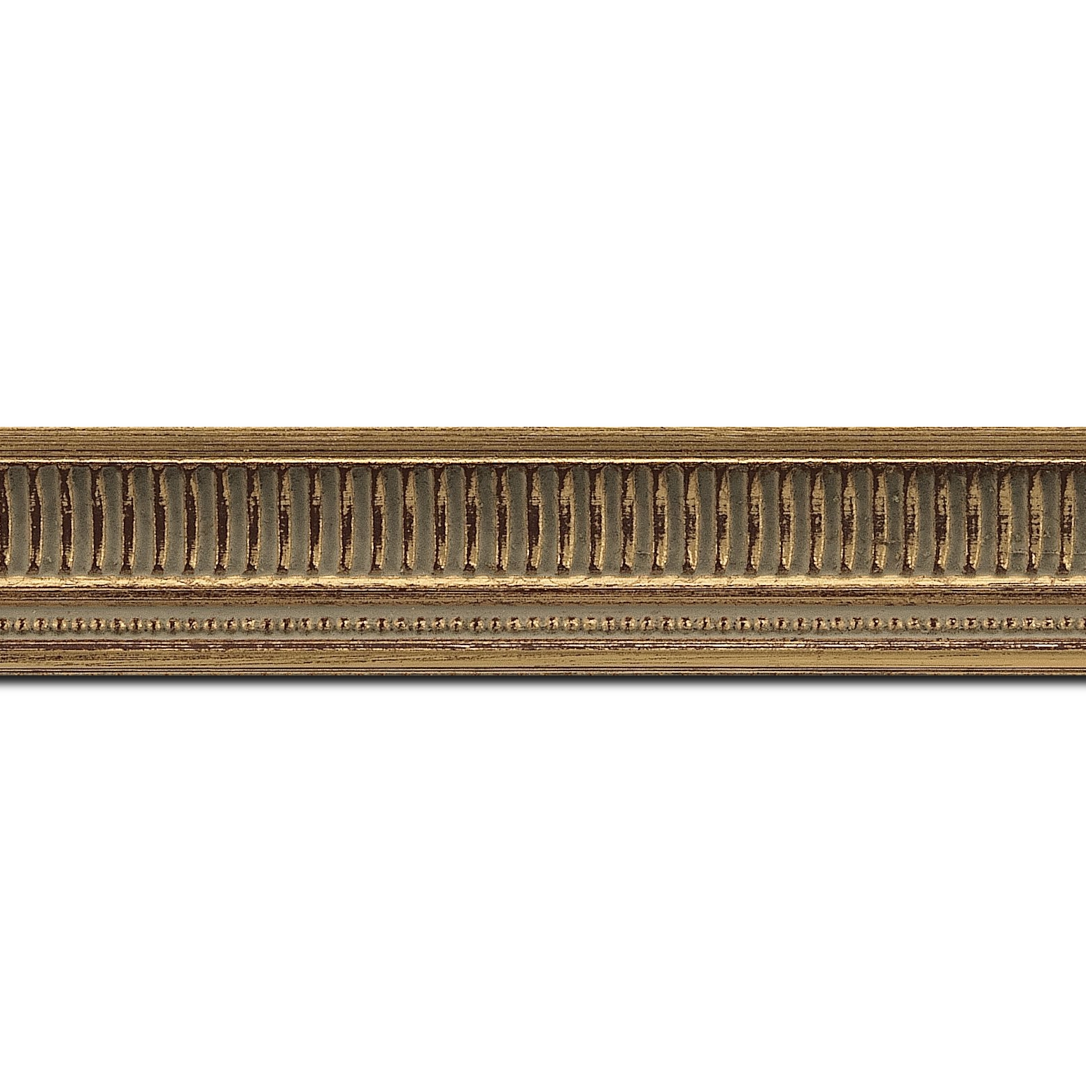 Baguette longueur 1.40m bois profil incurvé largeur 3.5cm or antique  empire à canaux