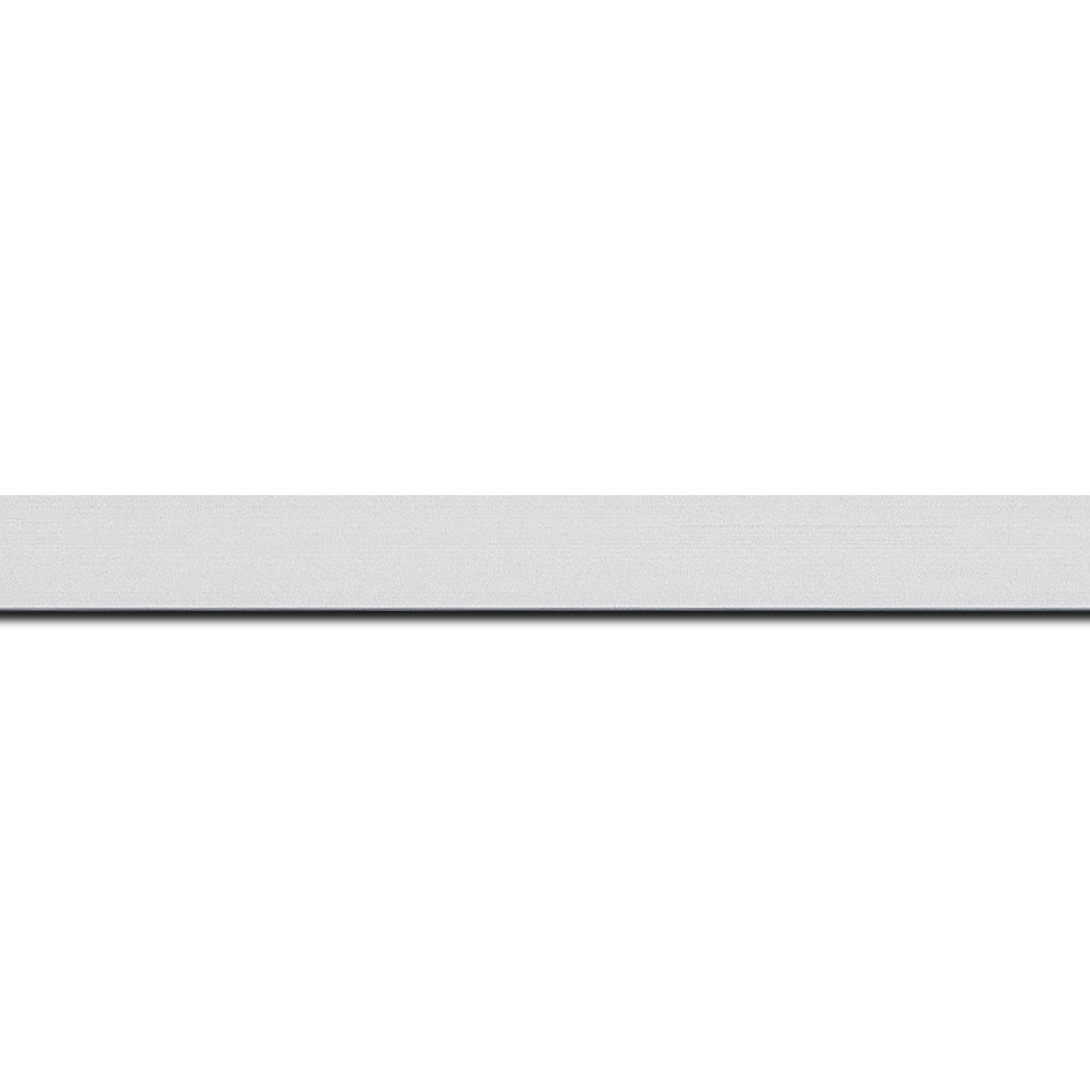 Baguette longueur 1.40m bois recouvert aluminium profil plat largeur 1.6cm argent brossé  bord droit