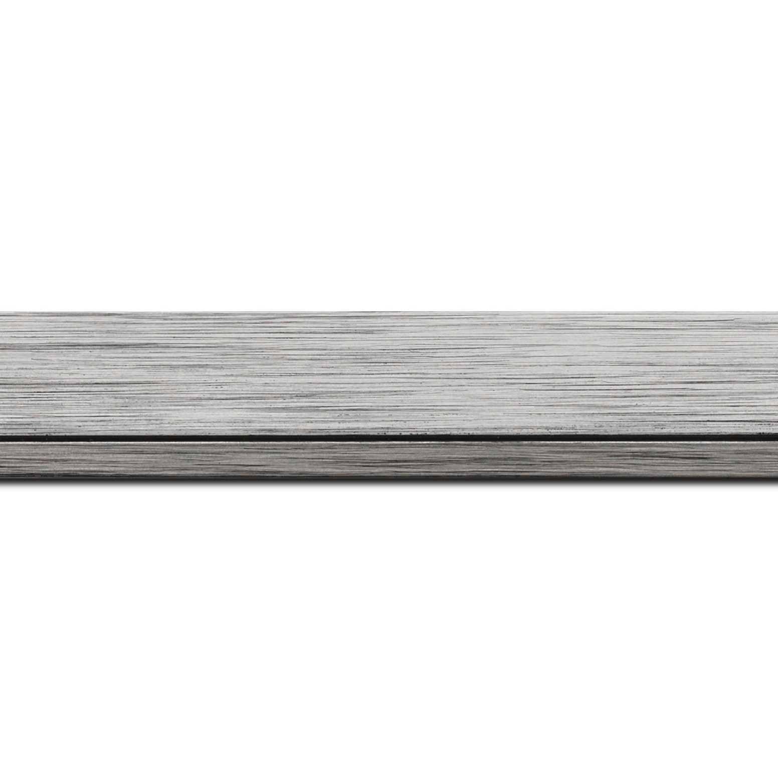 Pack par 12m, bois profil plat largeur 3.3cm couleur argent filet plomb(longueur baguette pouvant varier entre 2.40m et 3m selon arrivage des bois)