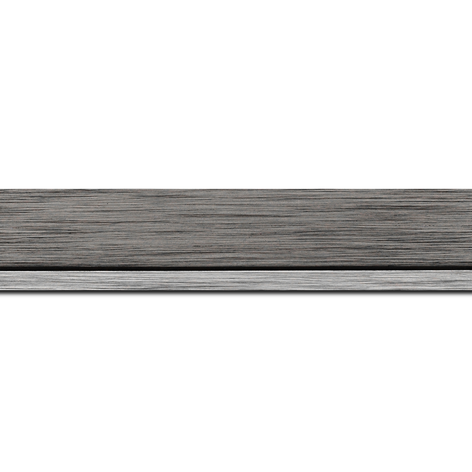 Baguette longueur 1.40m bois profil plat largeur 3.3cm couleur plomb filet argent