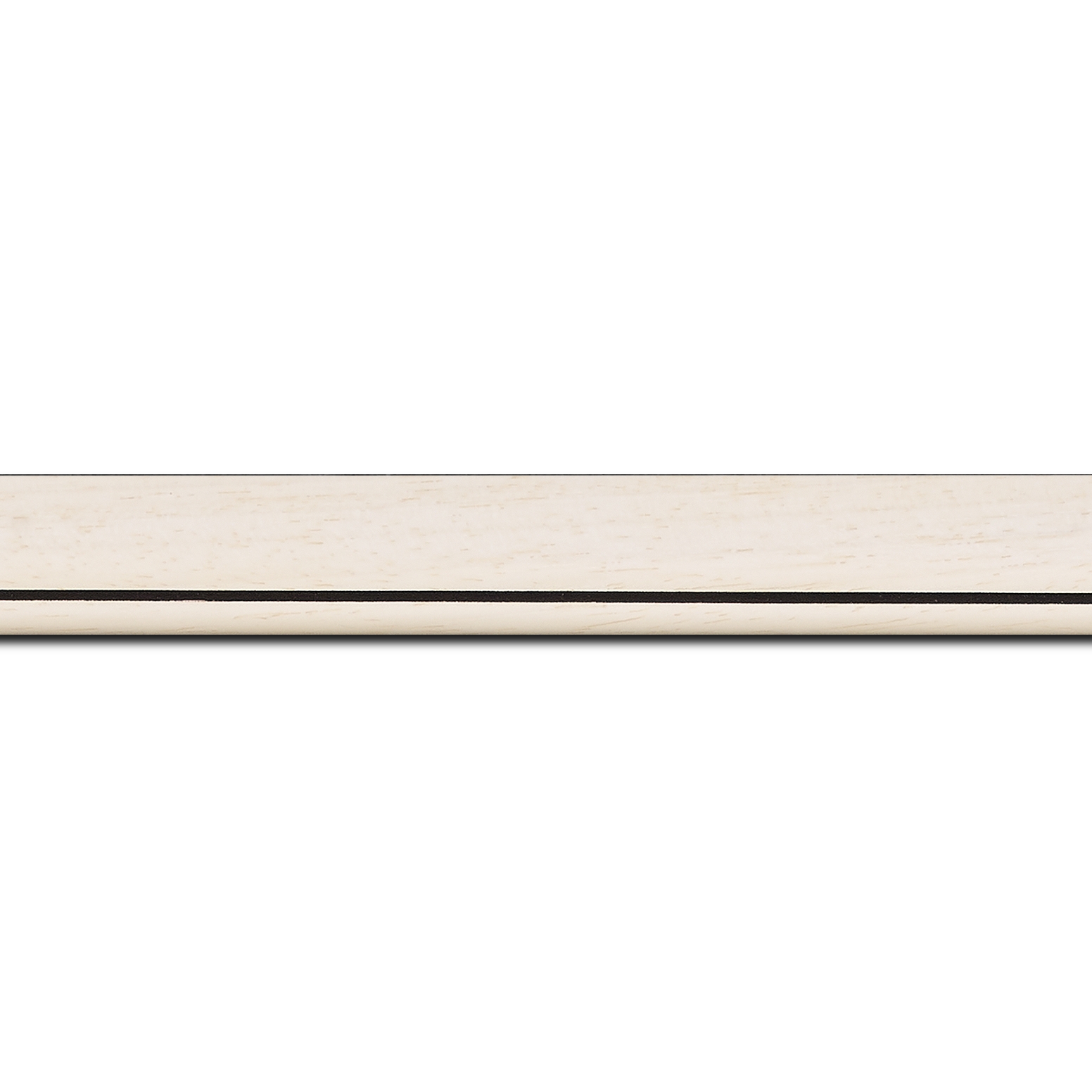 Baguette longueur 1.40m bois profil bombé largeur 2.4cm couleur crème satiné filet noir