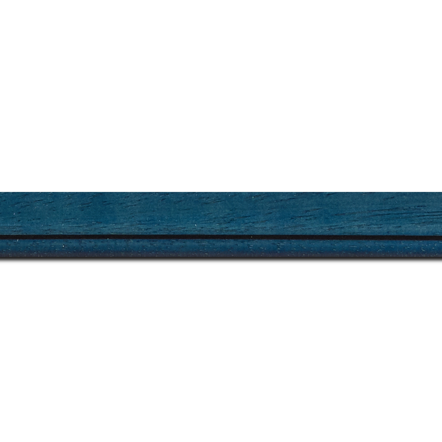 Baguette longueur 1.40m bois profil bombé largeur 2.4cm couleur bleu cobalt satiné filet noir