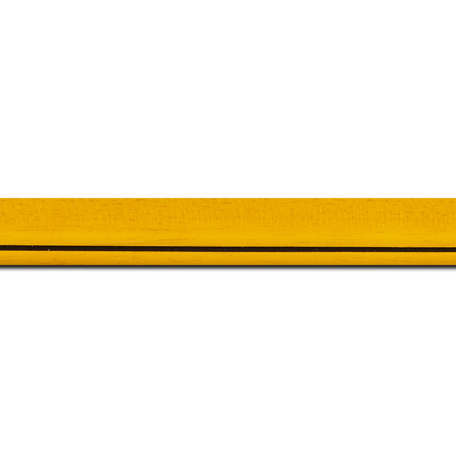 Pack par 12m, bois profil bombé largeur 2.4cm couleur jaune tournesol satiné filet noir(longueur baguette pouvant varier entre 2.40m et 3m selon arrivage des bois)