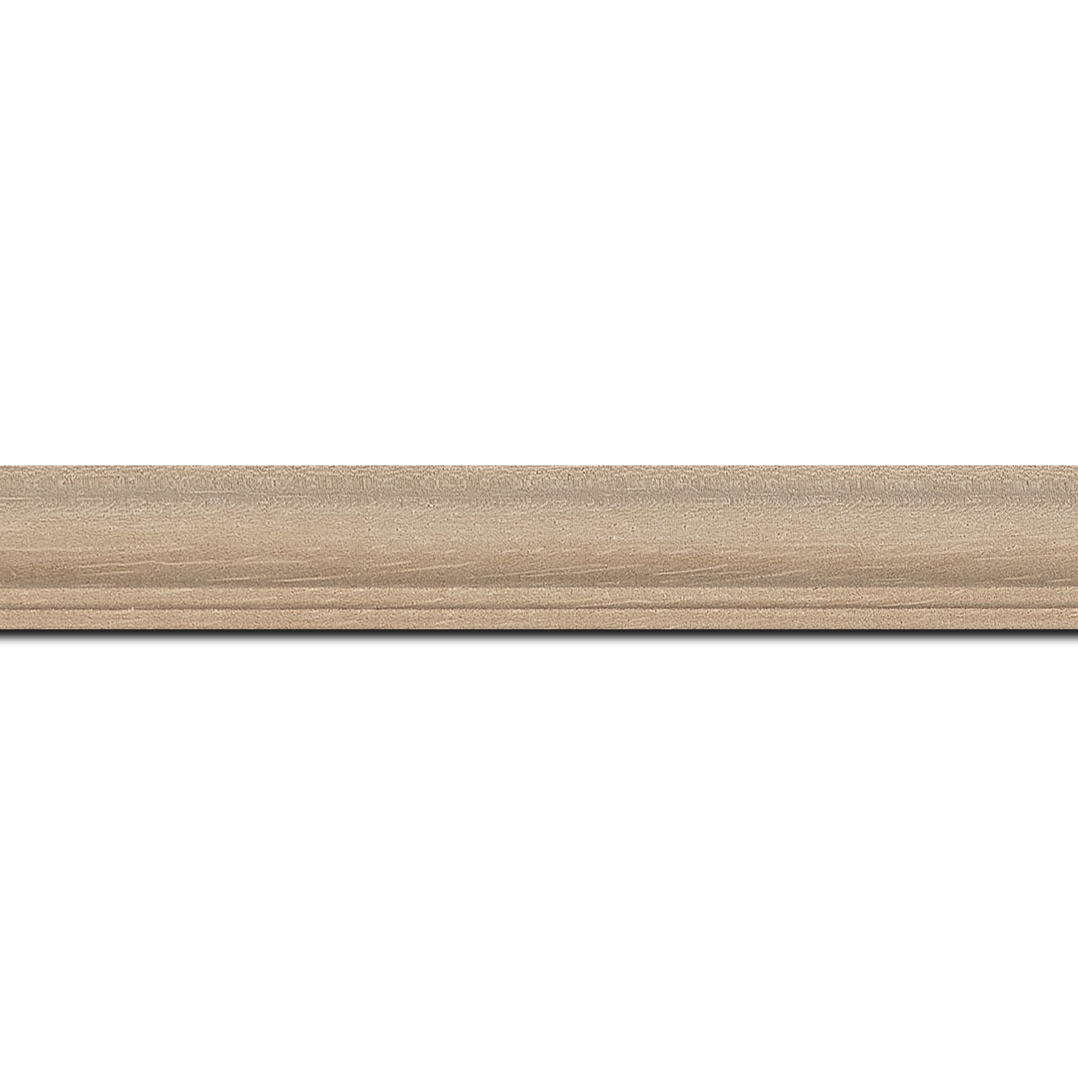 Pack par 12m, bois profil doucine inversée largeur 2.3cm ayous massif naturel ( sans vernis, peut être peint...)(longueur baguette pouvant varier entre 2.40m et 3m selon arrivage des bois)