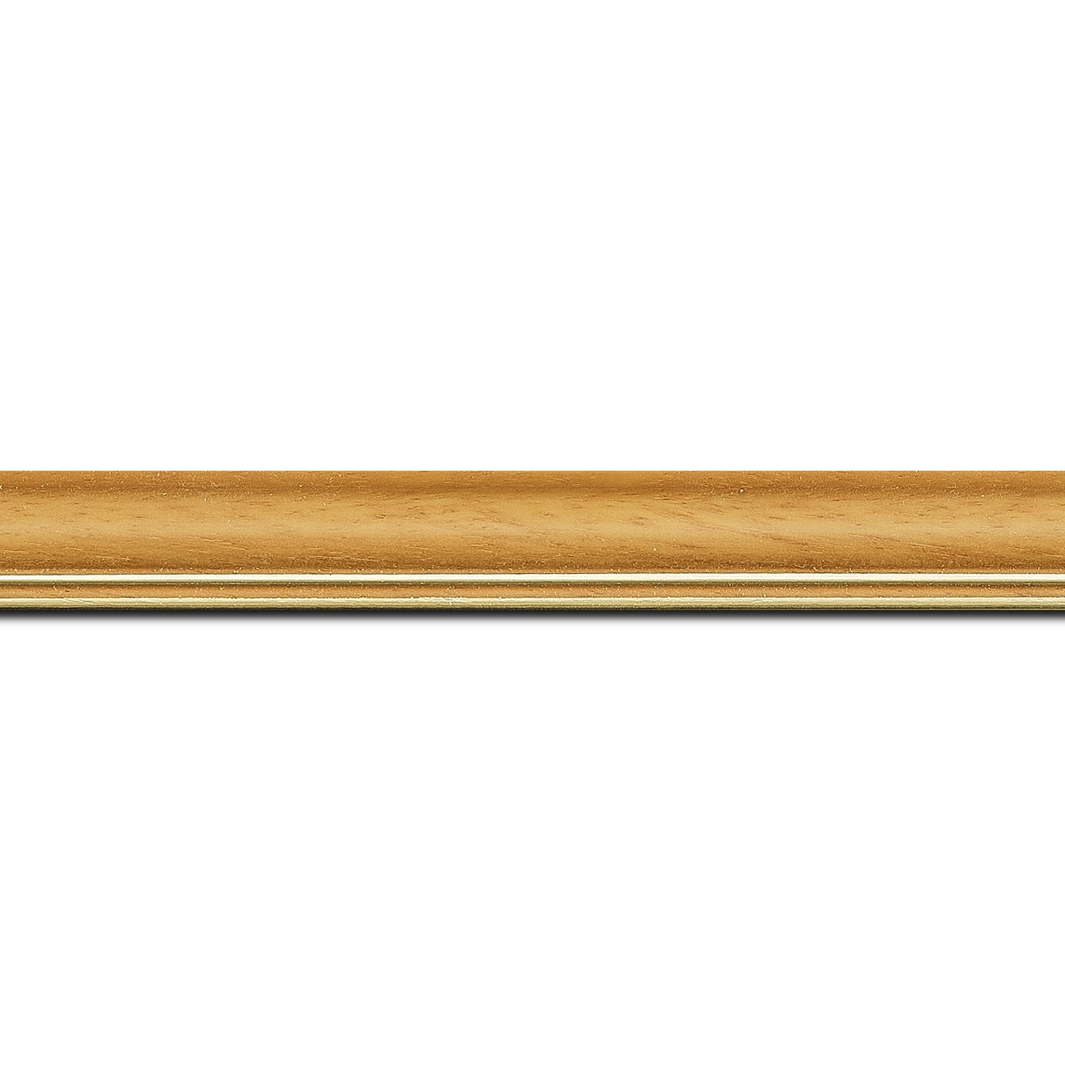 Baguette longueur 1.40m bois profil doucine inversée largeur 2.3cm jaune tournesol satiné double filet or