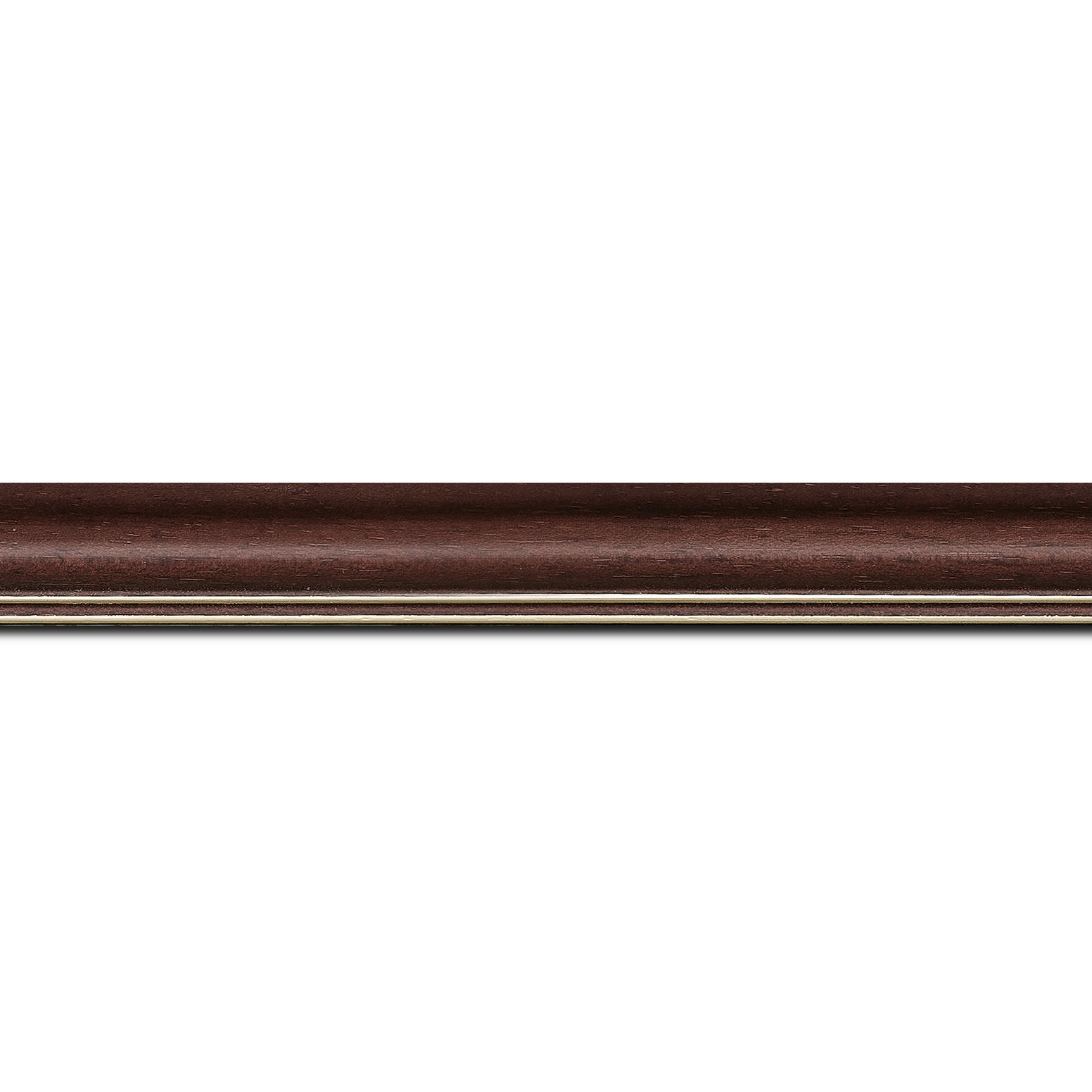 Baguette longueur 1.40m bois profil doucine inversée largeur 2.3cm bordeaux satiné double filet or
