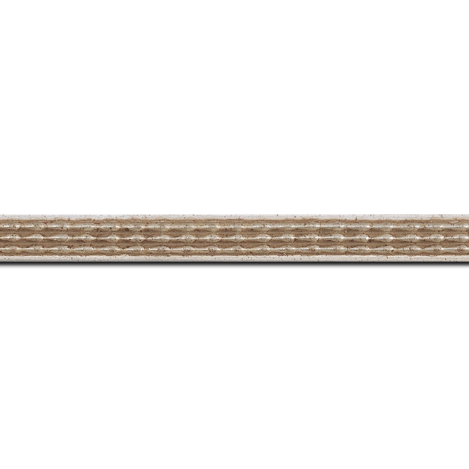 Pack par 12m, bois profil jonc largeur 1.5cm argent style décor sillons(longueur baguette pouvant varier entre 2.40m et 3m selon arrivage des bois)