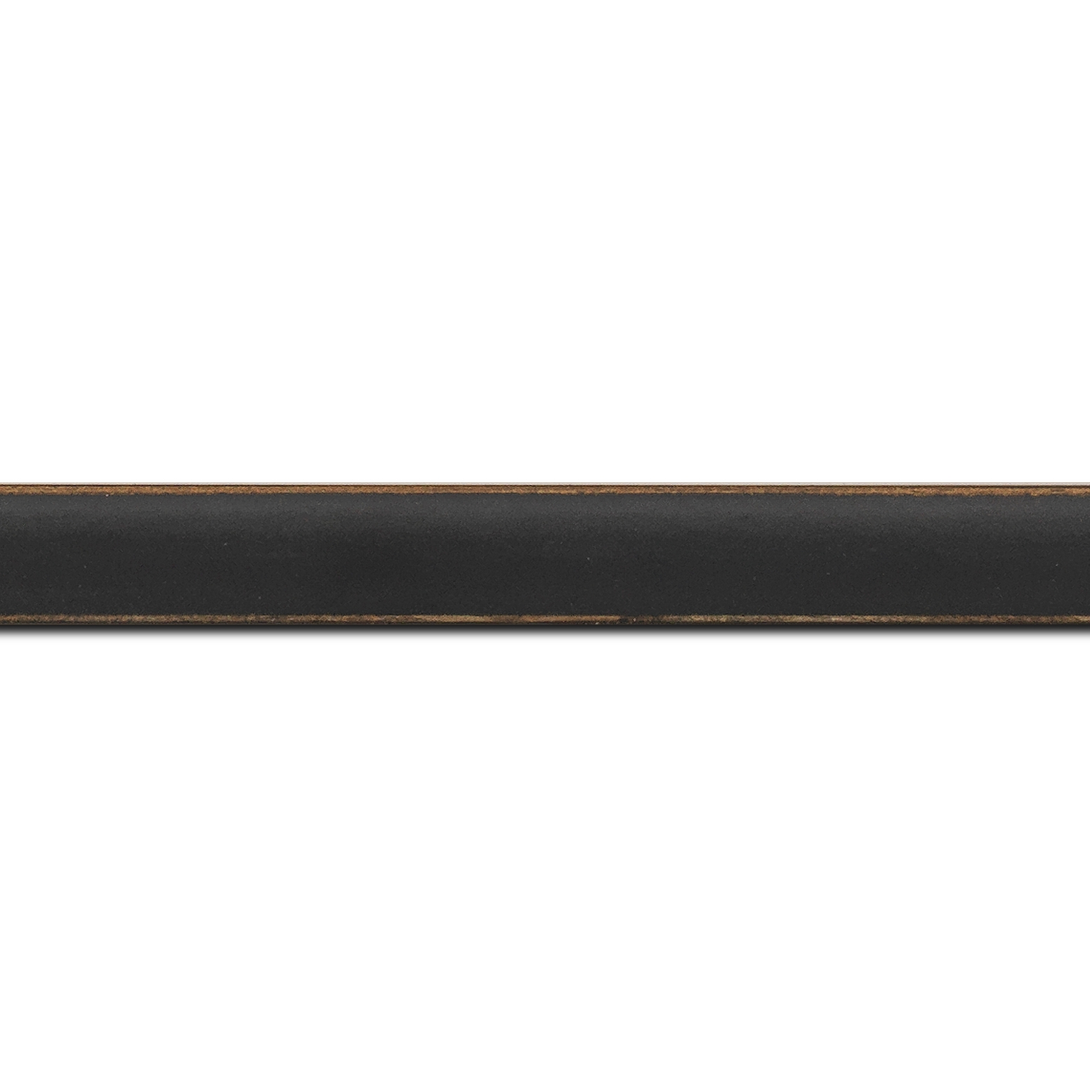 Baguette longueur 1.40m bois profil incurvé largeur 1.9cm couleur noir mat bord ressuyé