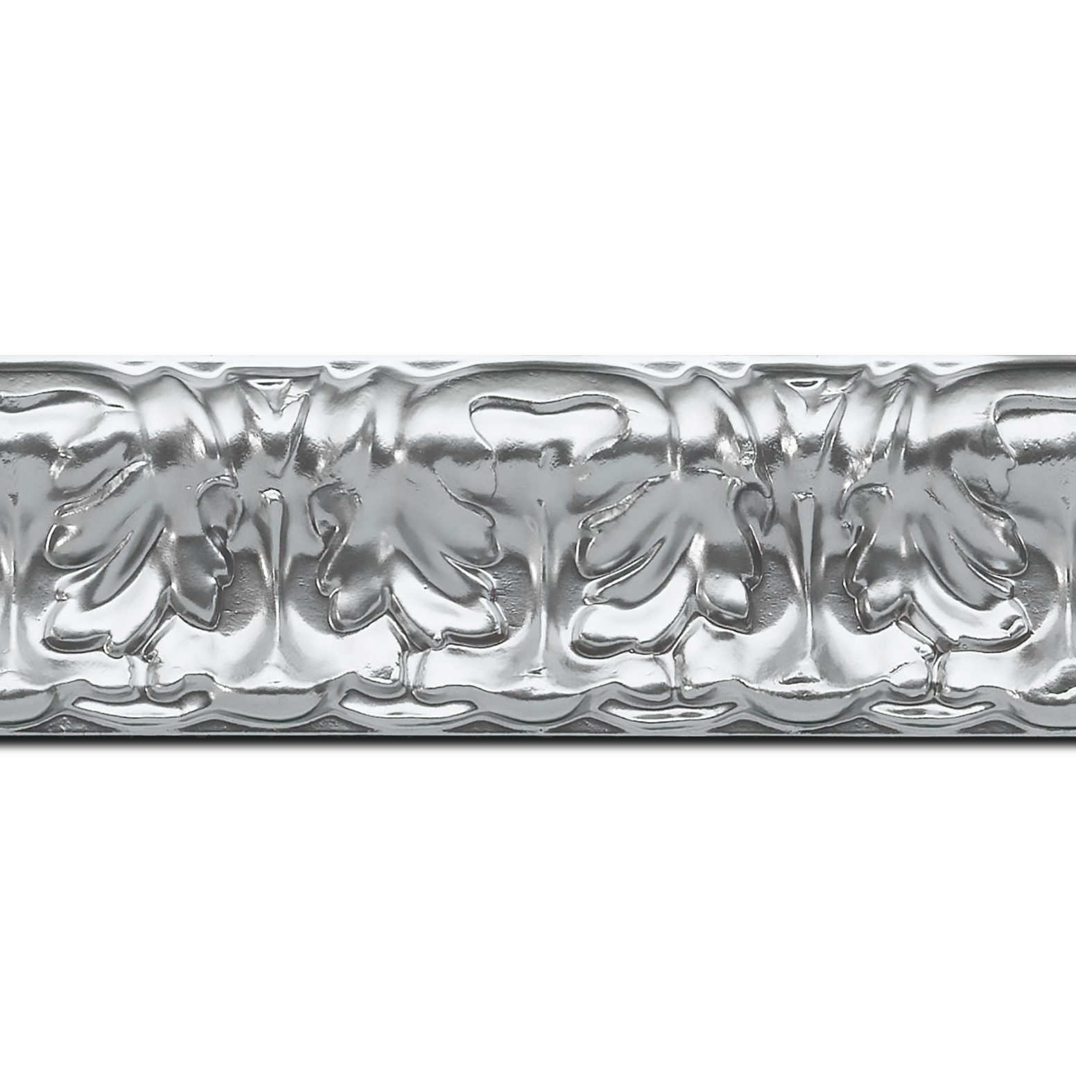 Baguette longueur 1.40m bois profil incurvé largeur 5.3cm couleur argent chromé  style baroque