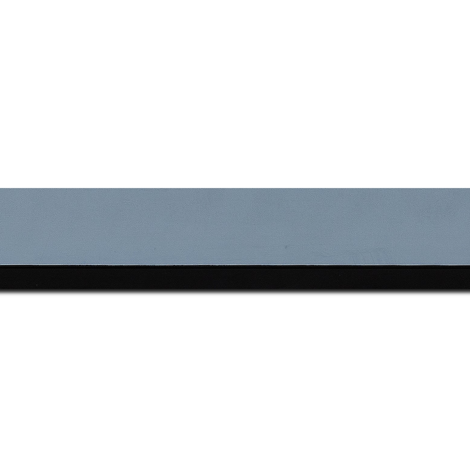 Baguette longueur 1.40m bois profil plat largeur 3.3cm couleur bleu pétrole satiné nez noir