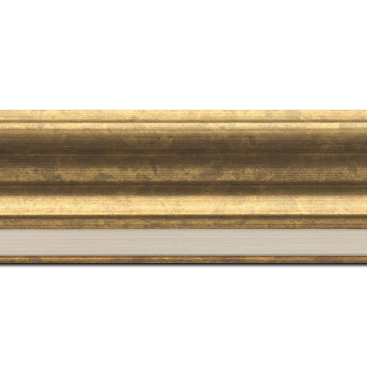 Baguette longueur 1.40m bois profil incurvé largeur 6.3cm couleur or marie louise intégrée