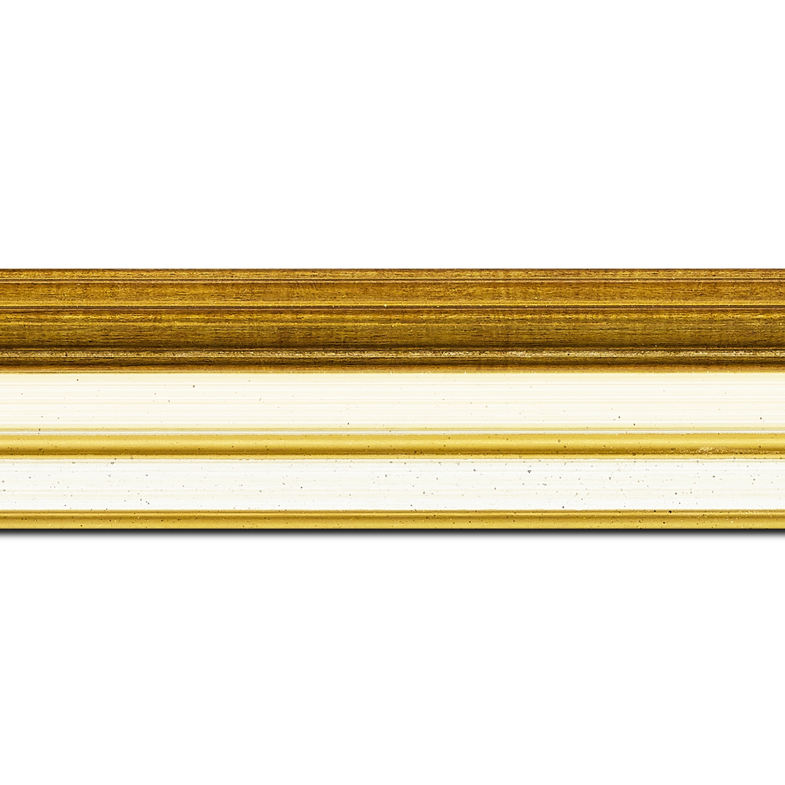 Baguette longueur 1.40m bois largeur 5.2cm or gorge crème  marie louise crème filet or intégrée