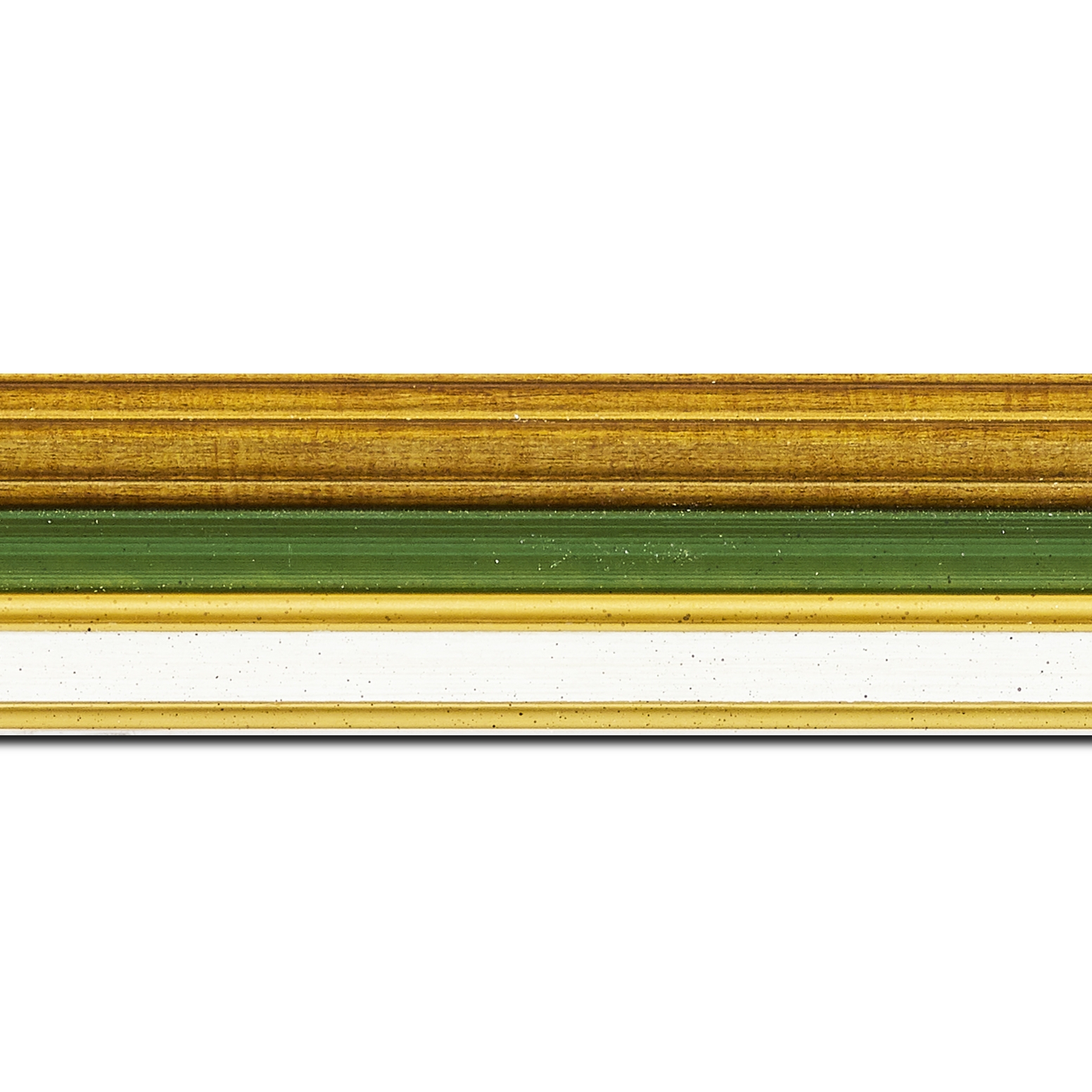 Baguette longueur 1.40m bois largeur 5.2cm or gorge verte  marie louise crème filet or intégrée