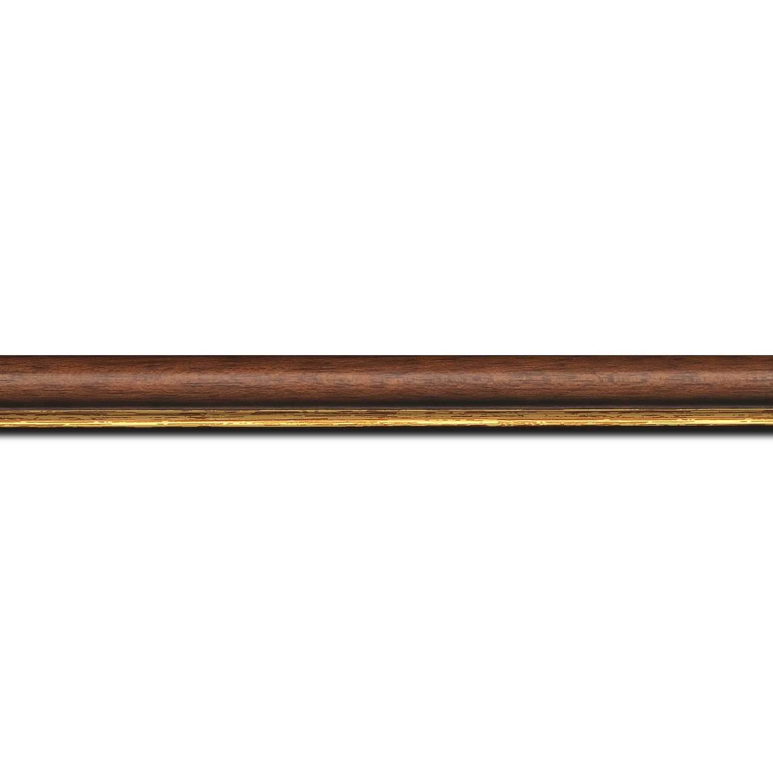 Baguette longueur 1.40m bois profil arrondi largeur 2.4cm couleur marron rustique filet or