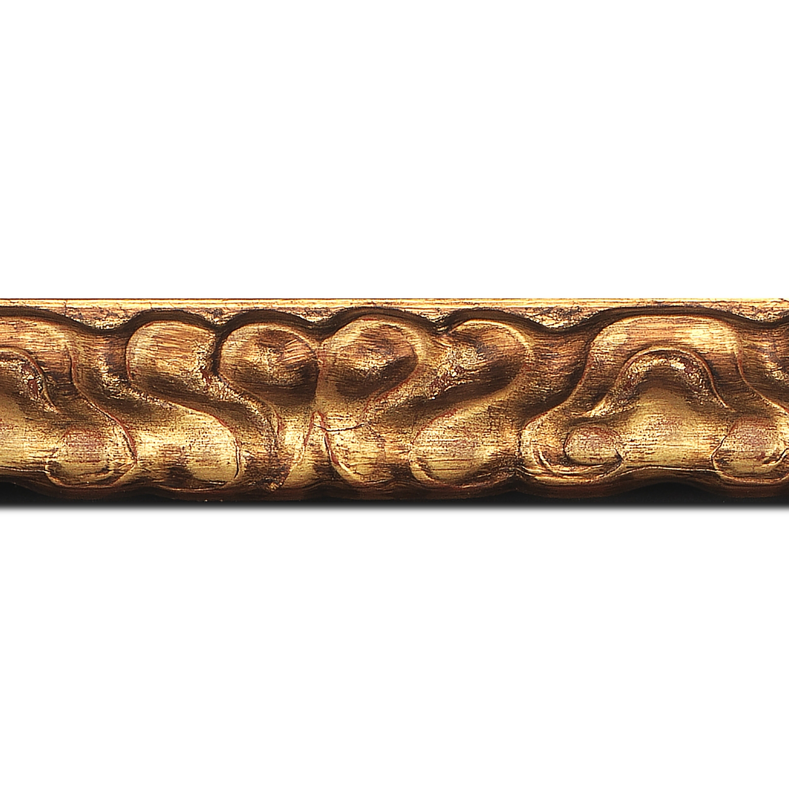 Baguette longueur 1.40m bois profil inversé  largeur 3.8cm couleur or patiné