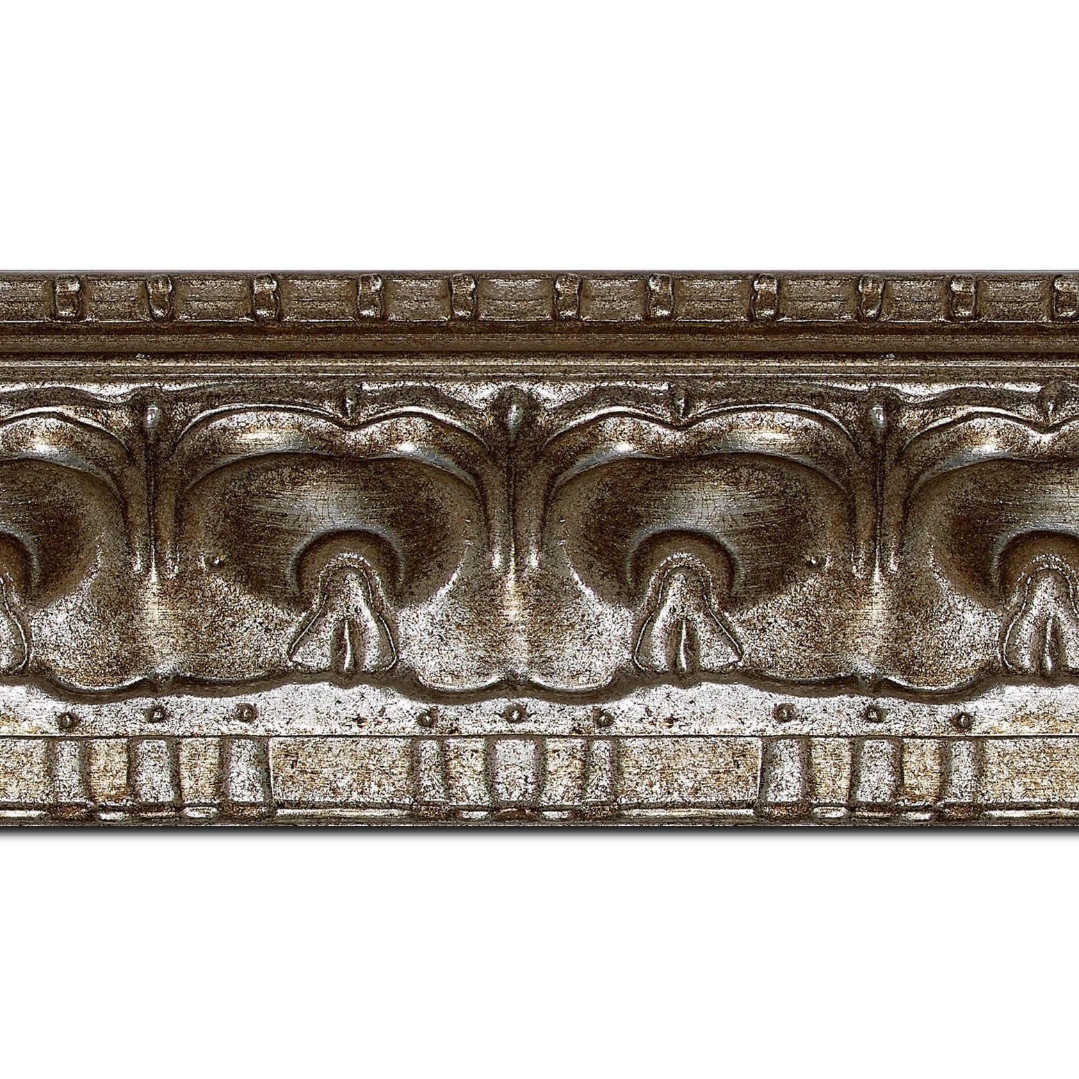 Baguette longueur 1.40m bois profil incurvé largeur 8.5cm argent chaud antique classique